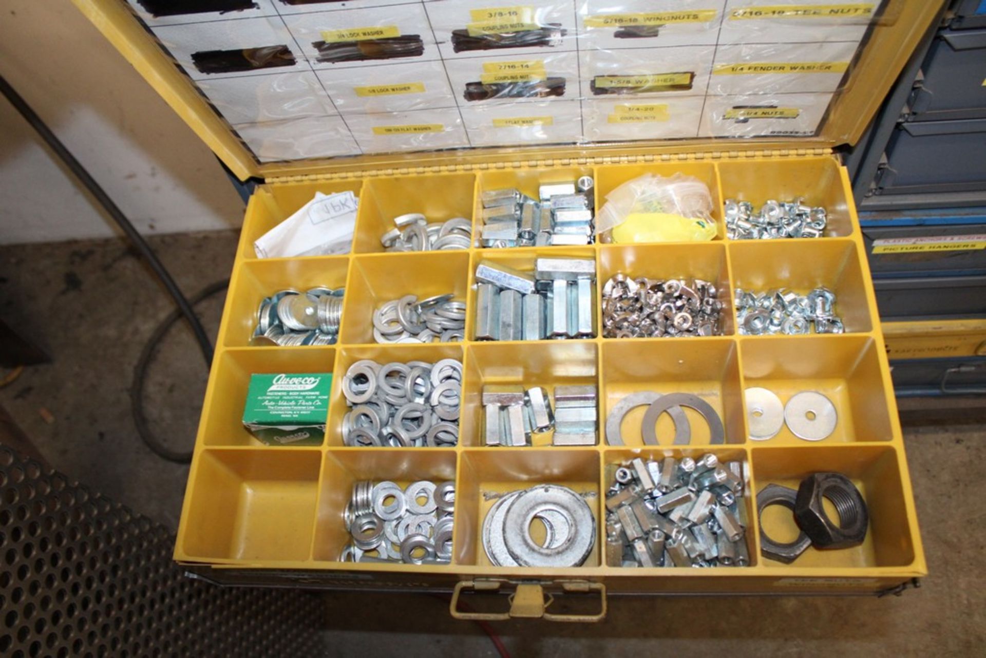 FOUR DRAWER PARTS CABINET WITH SCREWS, NUTS, WASHERS, ETC. - Image 5 of 5