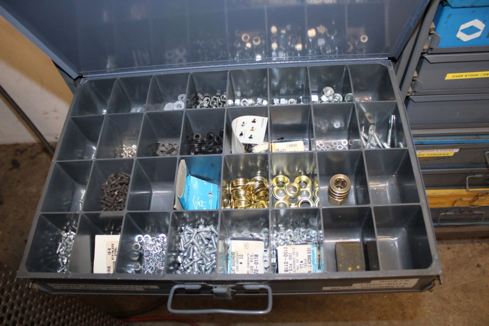 FOUR DRAWER PARTS CABINET WITH SCREWS, NUTS, WASHERS, ETC. - Image 4 of 5