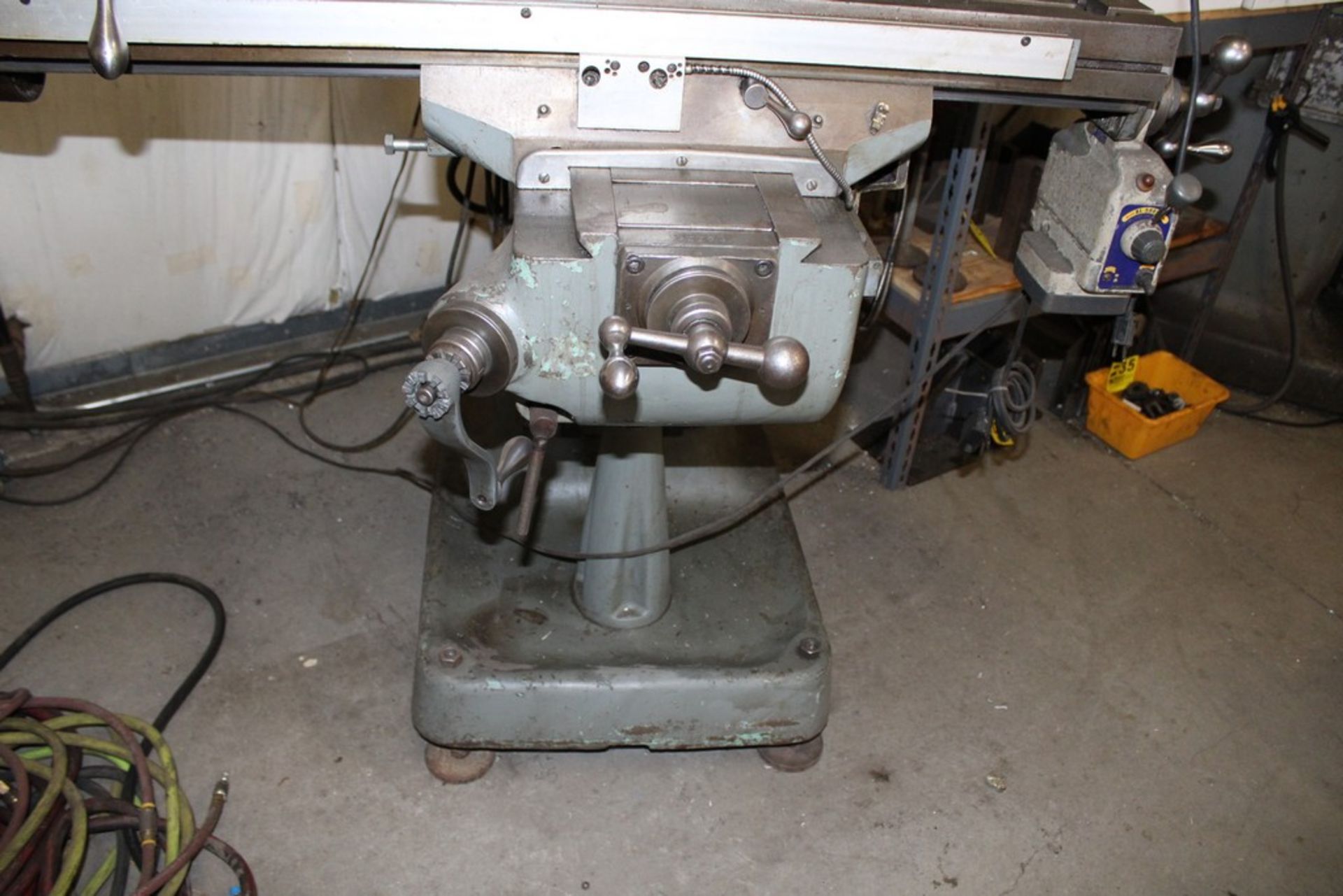 BRIDGEPORT 1-1/2 HP VARIABLE SPEED RAM TYPE VERTICAL MILL, S/N 12BR42234, 42" POWER FEED TABLE, - Image 8 of 9