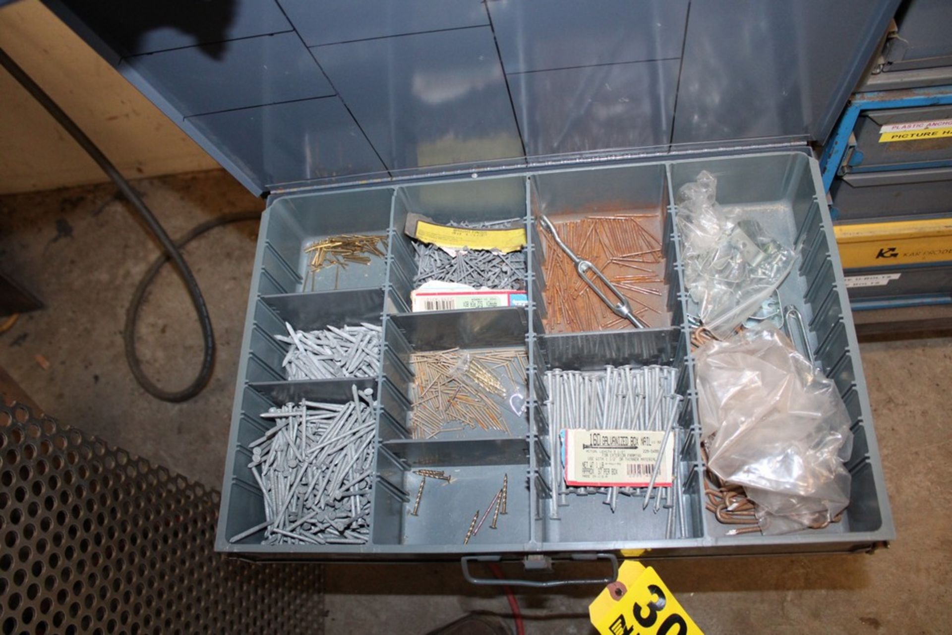 FOUR DRAWER PARTS CABINET WITH NAILS, ANCHORS, BOLTS, ETC. - Image 2 of 4