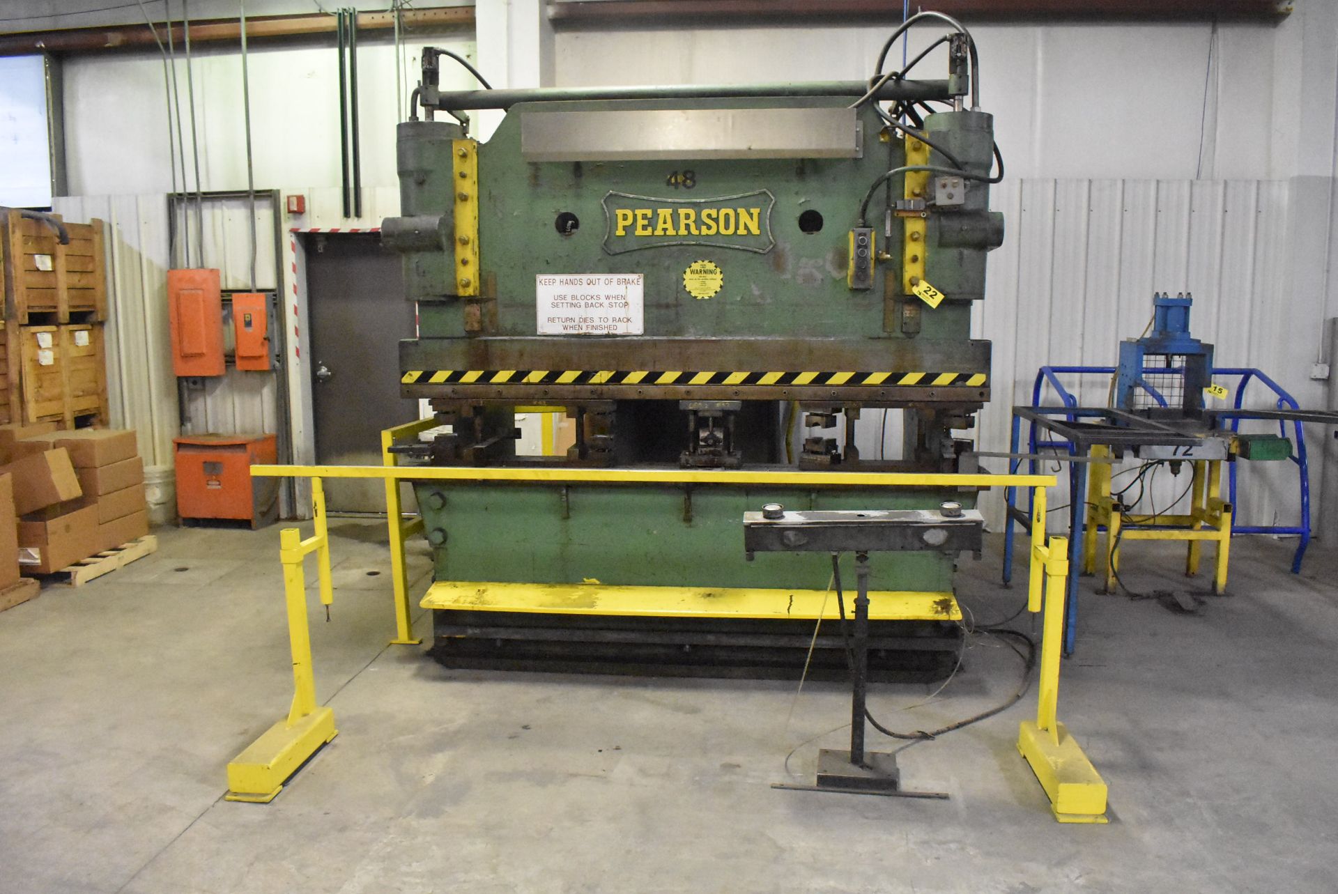 PEARSON 120 TON MODEL 8/120 ELECTRO-HYDRAULIC PRESS BRAKE, S/N 12174, 99" LENGTH OF BED AND RAM - Image 2 of 10