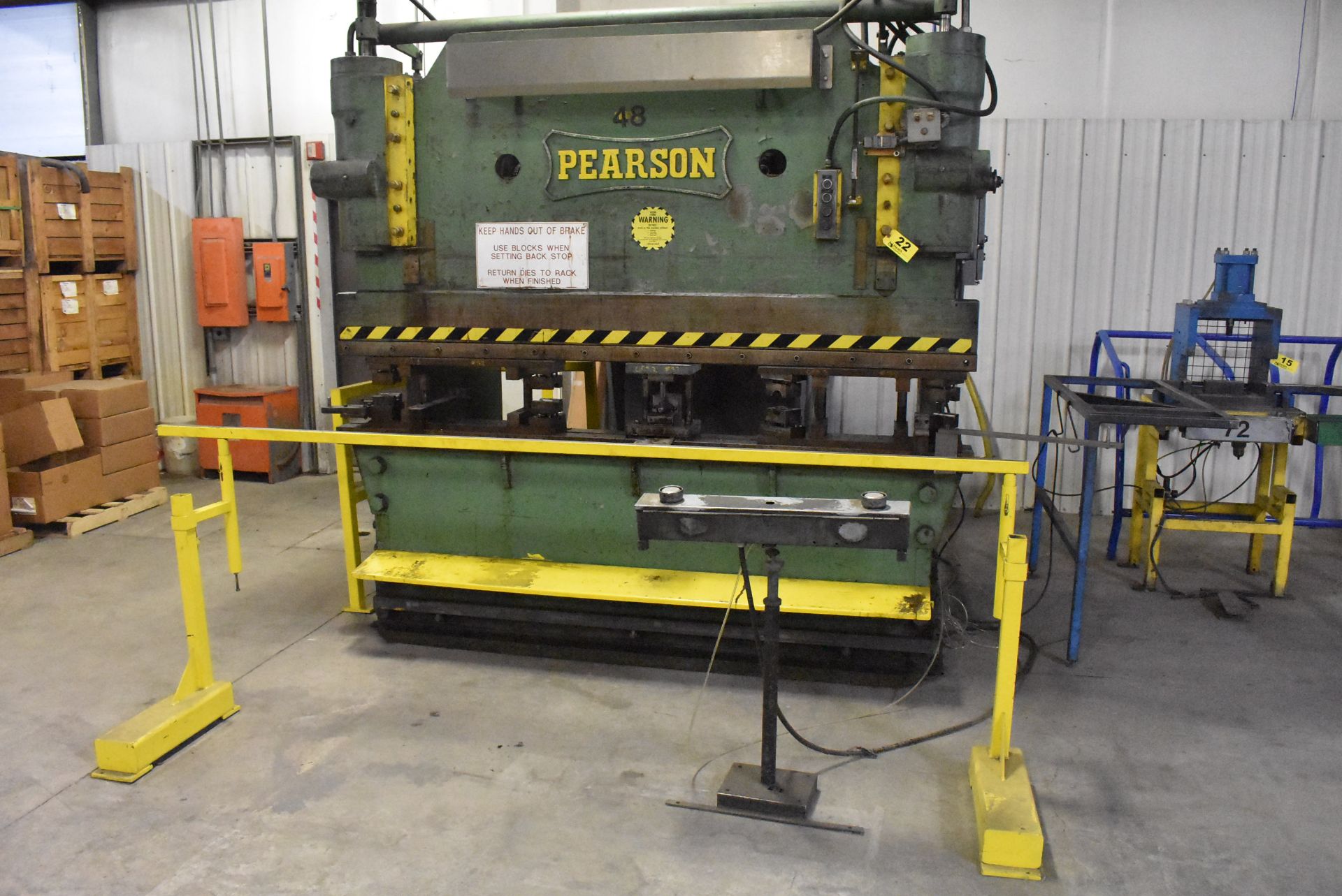 PEARSON 120 TON MODEL 8/120 ELECTRO-HYDRAULIC PRESS BRAKE, S/N 12174, 99" LENGTH OF BED AND RAM