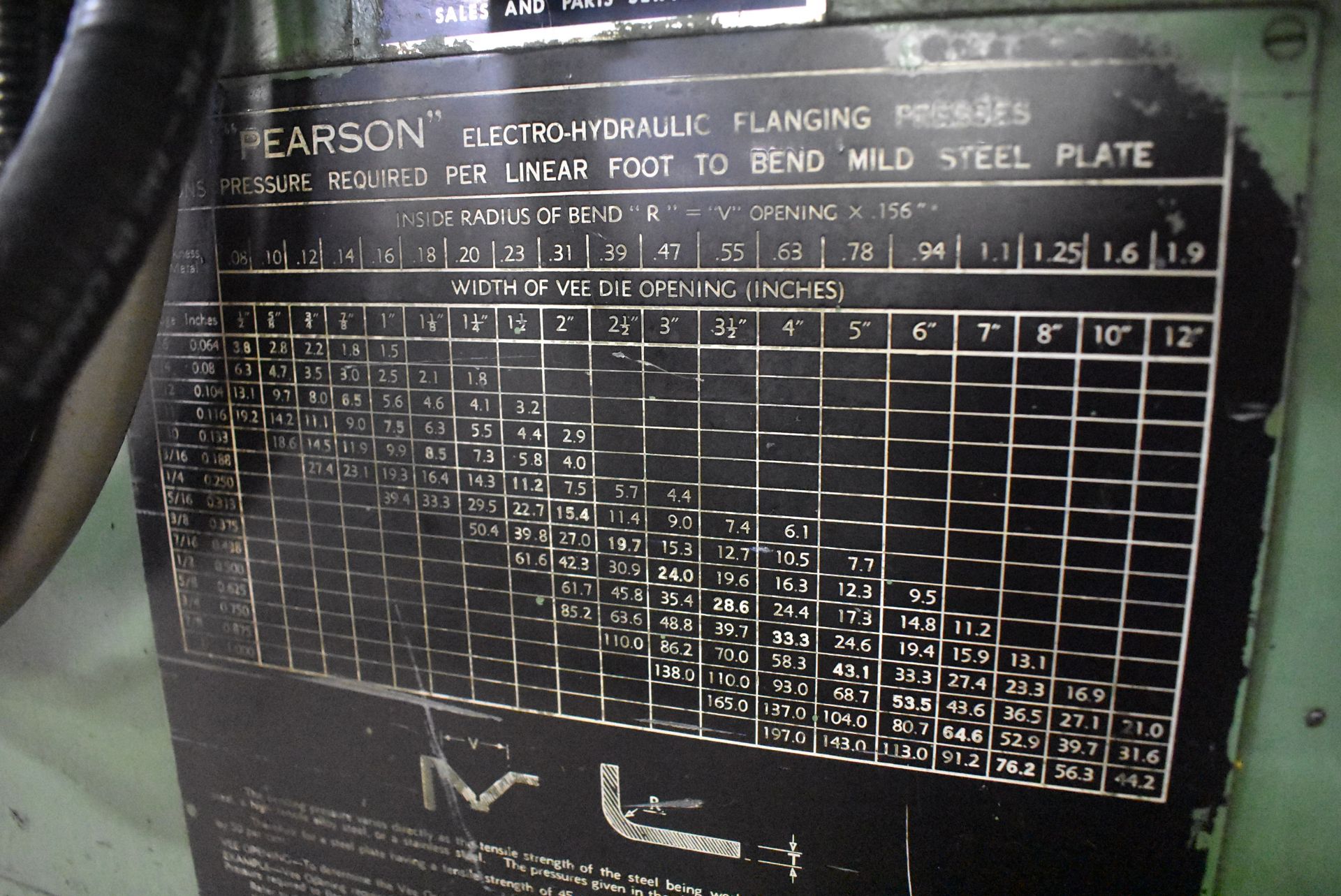 PEARSON 120 TON MODEL 8/120 ELECTRO-HYDRAULIC PRESS BRAKE, S/N 12174, 99" LENGTH OF BED AND RAM - Image 8 of 10