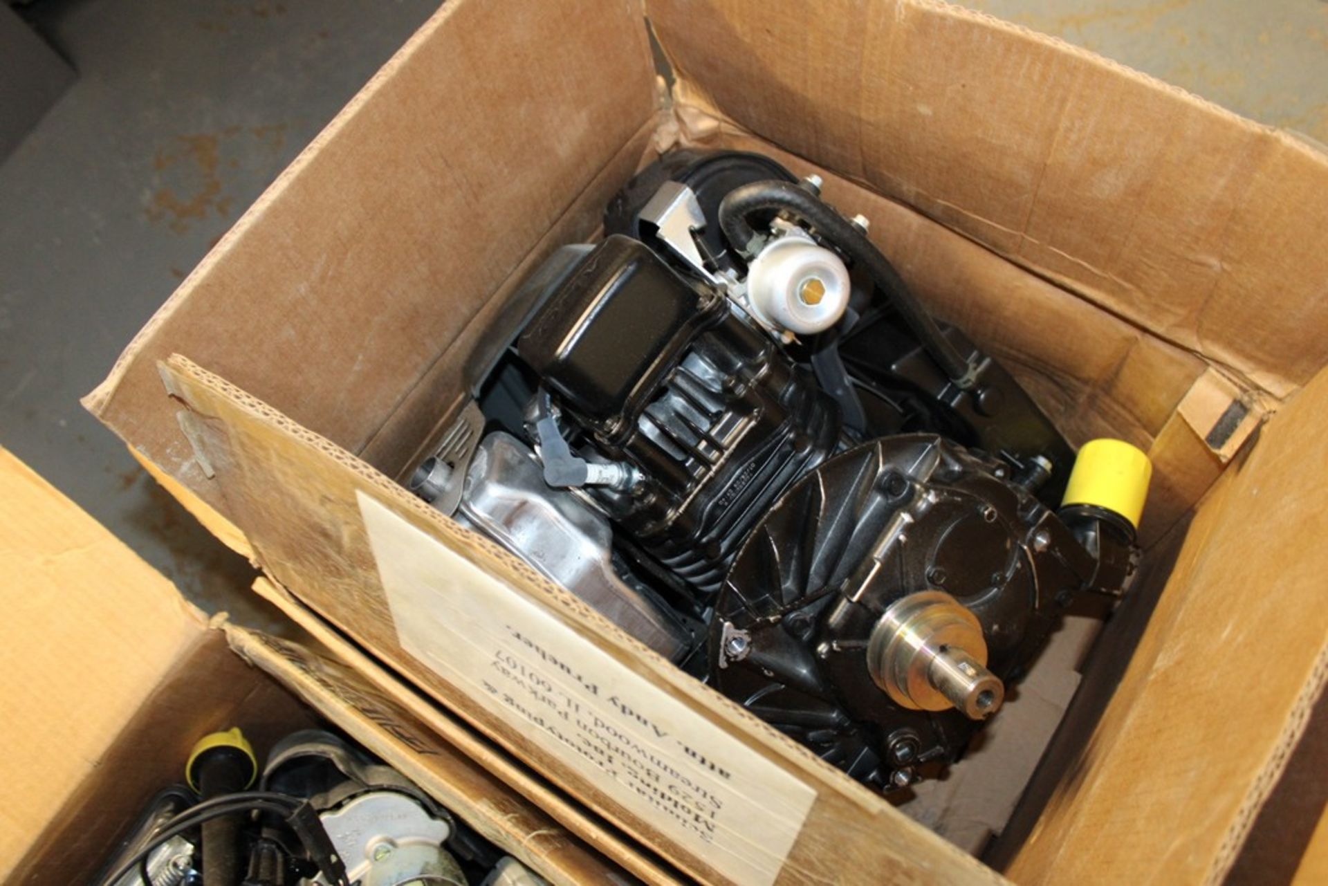 (3) BOXES OF SMALL ENGINE PARTS, (2) LAWN MOWER MOTORS, ETC. - Image 4 of 4