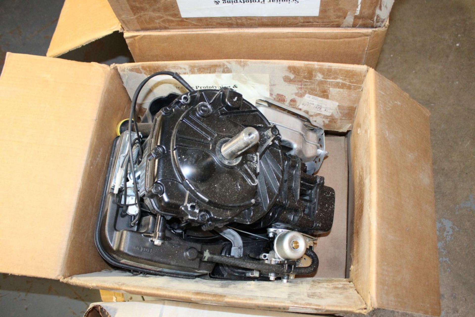 (3) BOXES OF SMALL ENGINE PARTS, (2) LAWN MOWER MOTORS, ETC. - Image 3 of 4