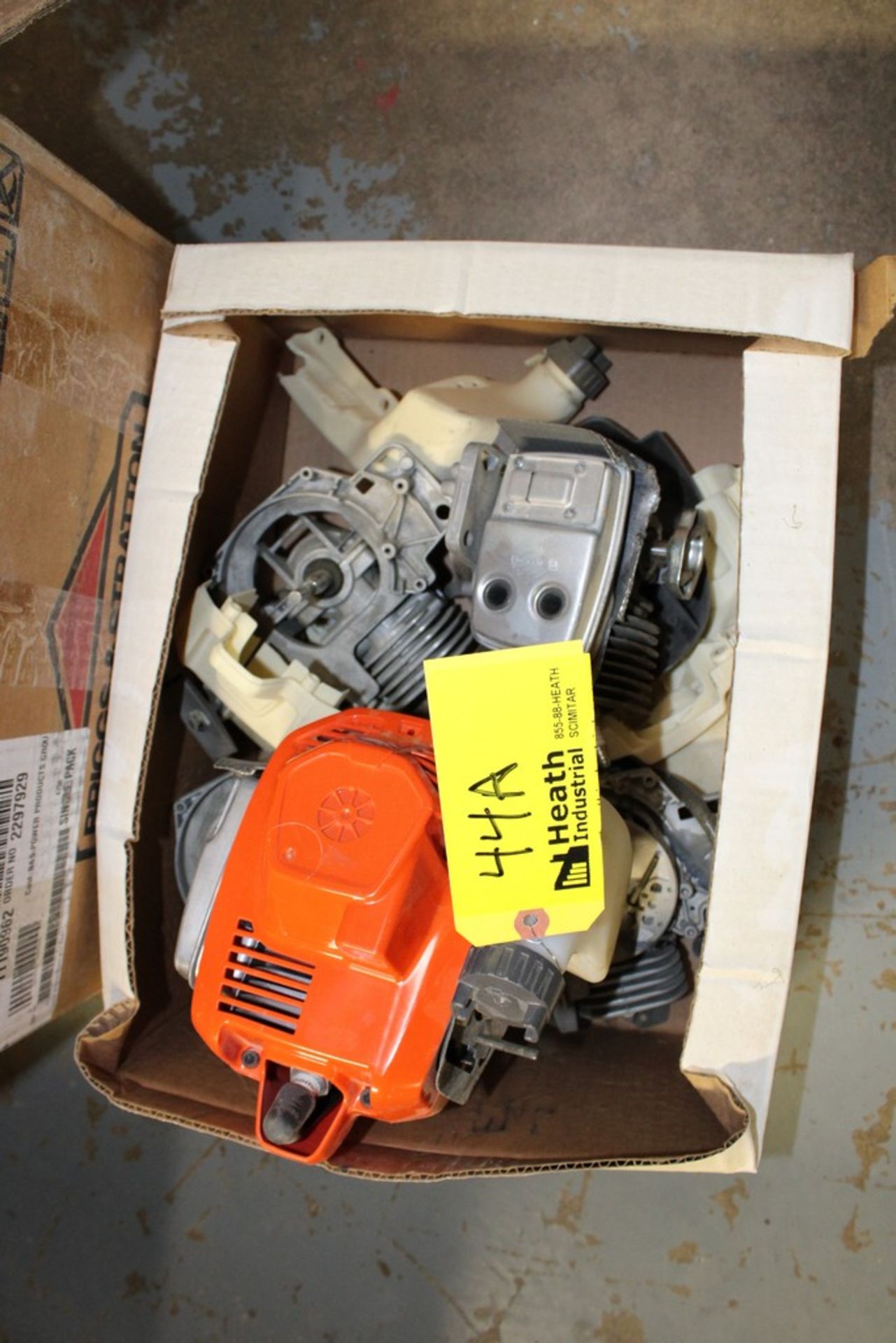 (3) BOXES OF SMALL ENGINE PARTS, (2) LAWN MOWER MOTORS, ETC. - Image 2 of 4