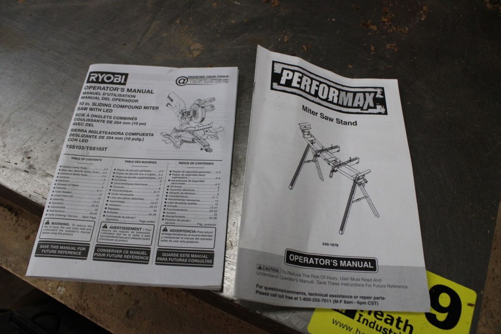 RYOBI MODEL TSS103 10" SLIDING COMPOUND MITRE SAW WITH PERFORMAX PORTABLE STAND - Image 4 of 4