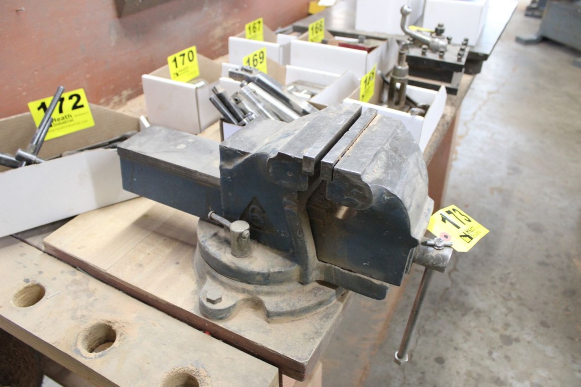 6" SWIVEL BASE BENCH TOP VISE WITH HEAVY DUTY WORK BENCH 72" X 30" X 35" - Image 2 of 3