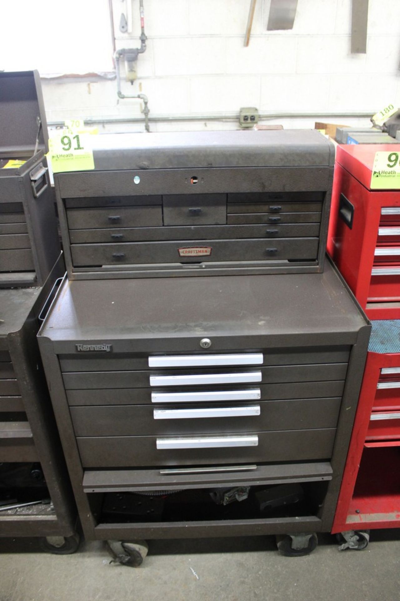 KENNEDY SIX DRAWER PORTABLE TOOL BOX WITH CRAFTSMAN STACKING SIX DRAWER CHEST 27" X 18" X 36"