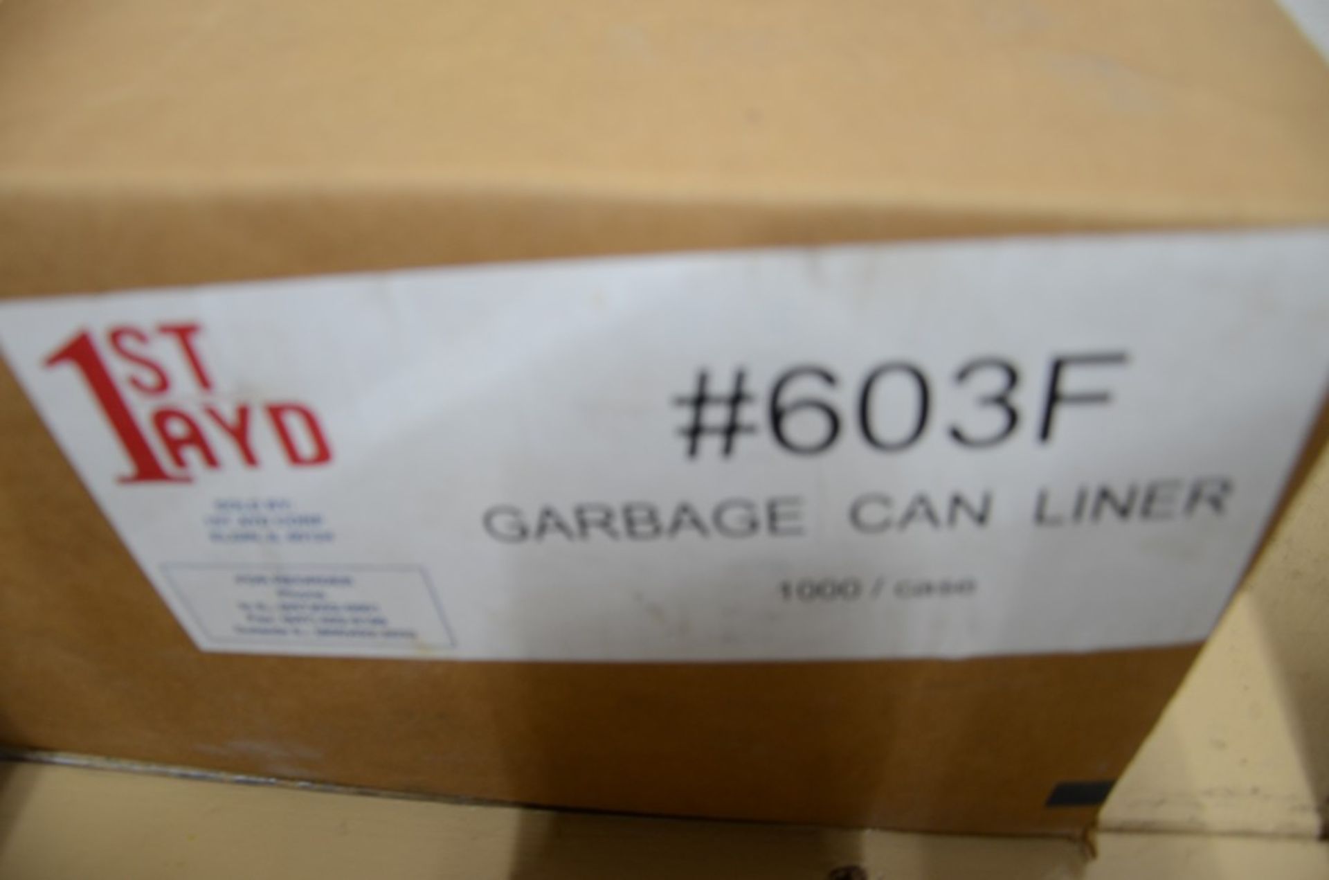 (1) CASE 1ST AYD NO. 63F GARBAGE CAN LINESRS (1000) PER CASE - Image 2 of 2