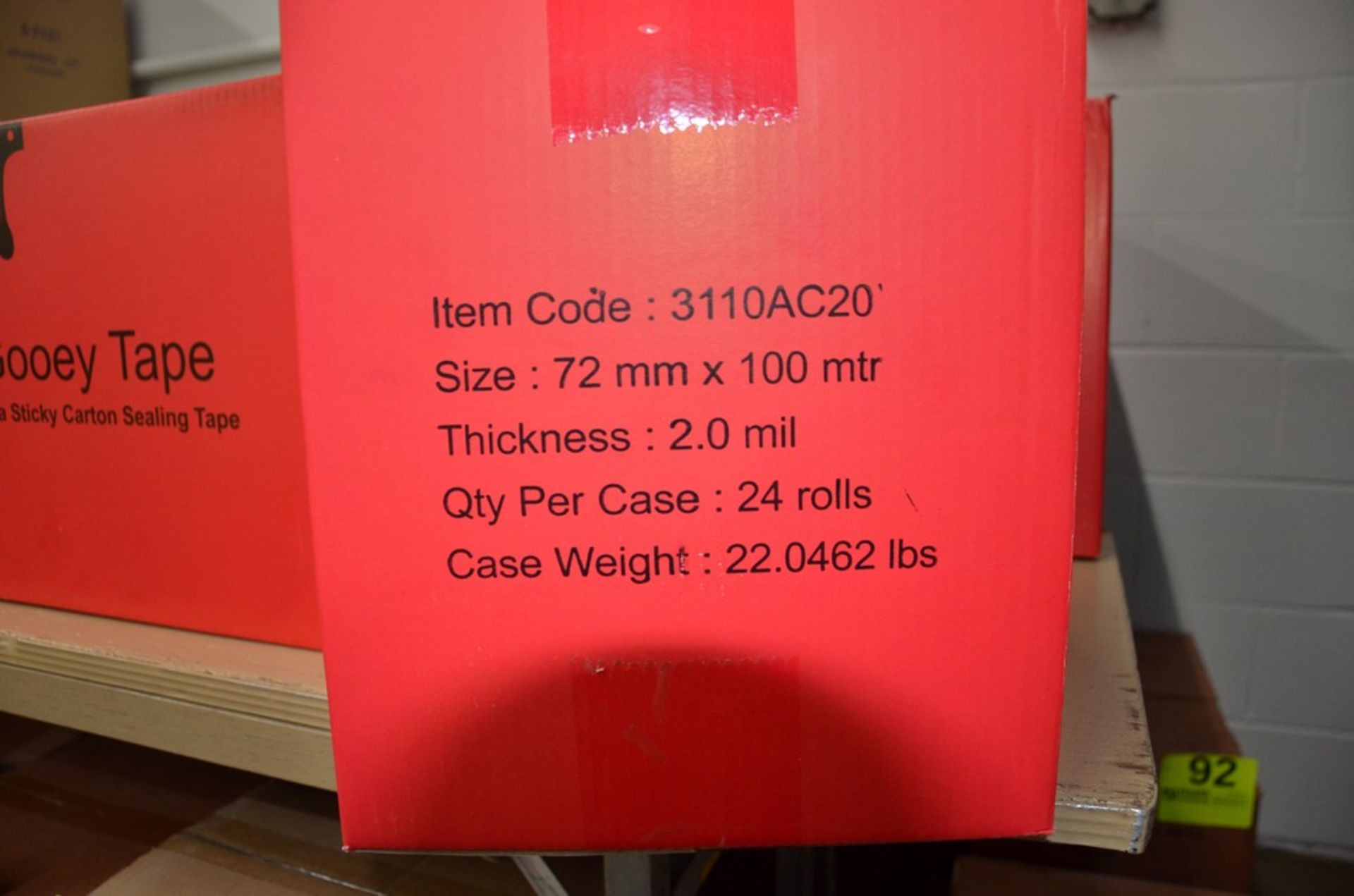 (2) CASES GOOEY TAPE 72MM/100MTR (24) ROLLS PER CASE - Image 2 of 3