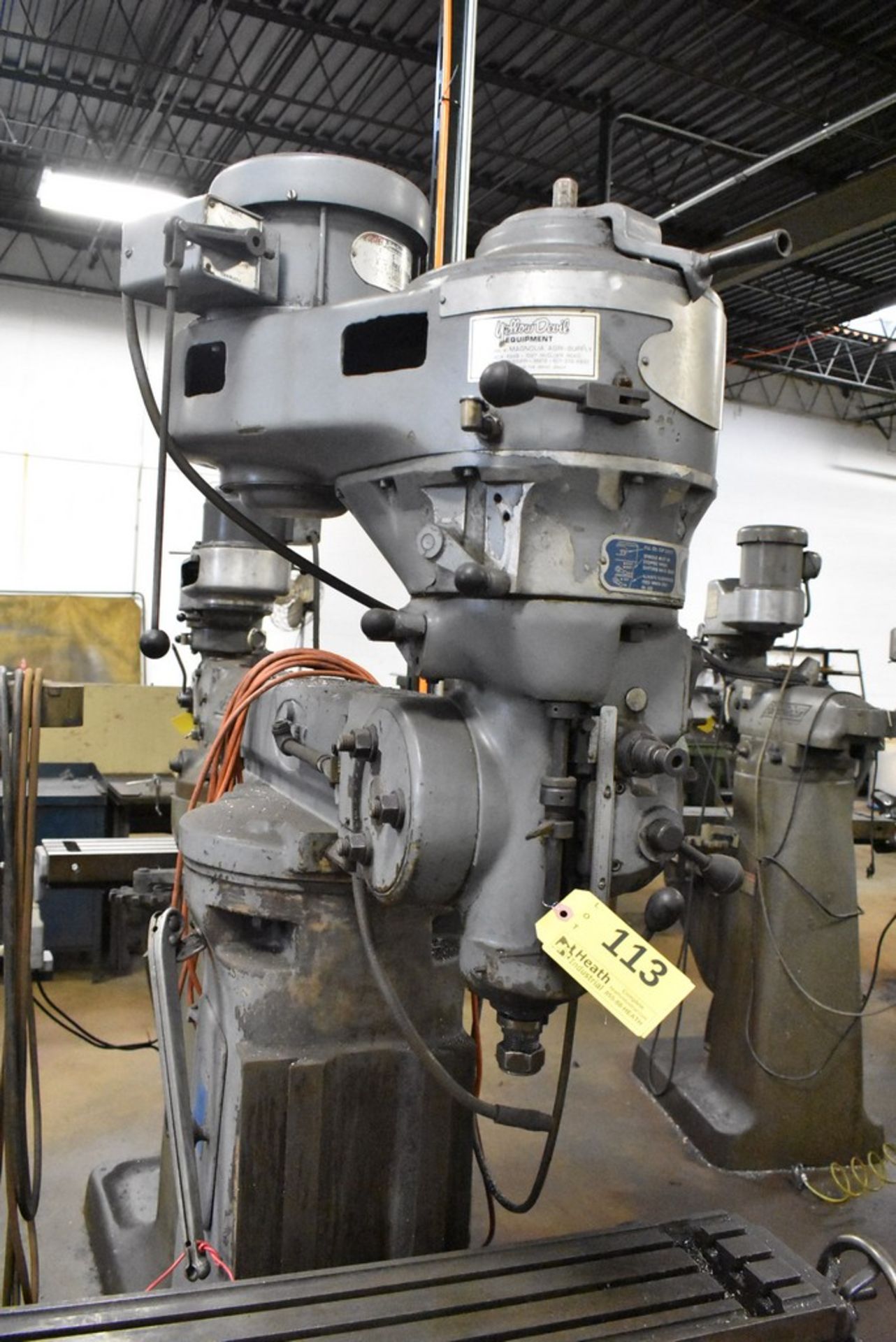 INDEX 1 HP MODEL 747 RAM TYPE VERTICAL MILL, S/N 16035, 42" POWER FEED TABLE - Image 3 of 7