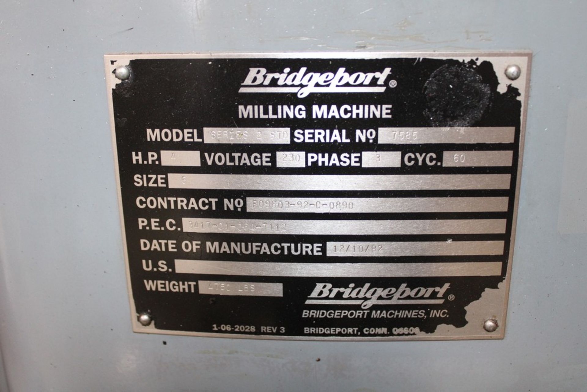 BRIDGEPORT 4 HP MODEL SERIES II VARIABLE SPEED RAM TYPE VERTICAL MILL, S/N 7585, 58â€ POWER FEED - Image 9 of 12