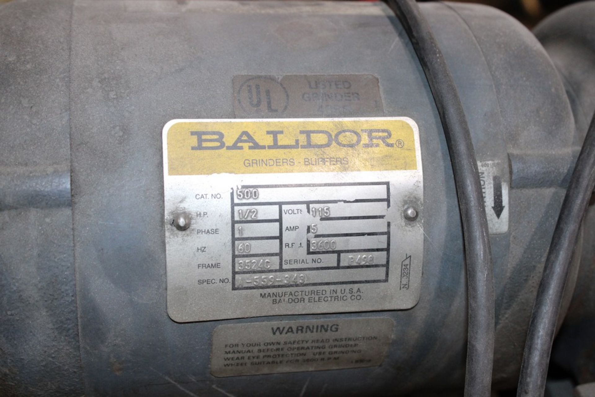 BALDOR ½ HP CARBIDE TOOL GRINDER - Image 2 of 2