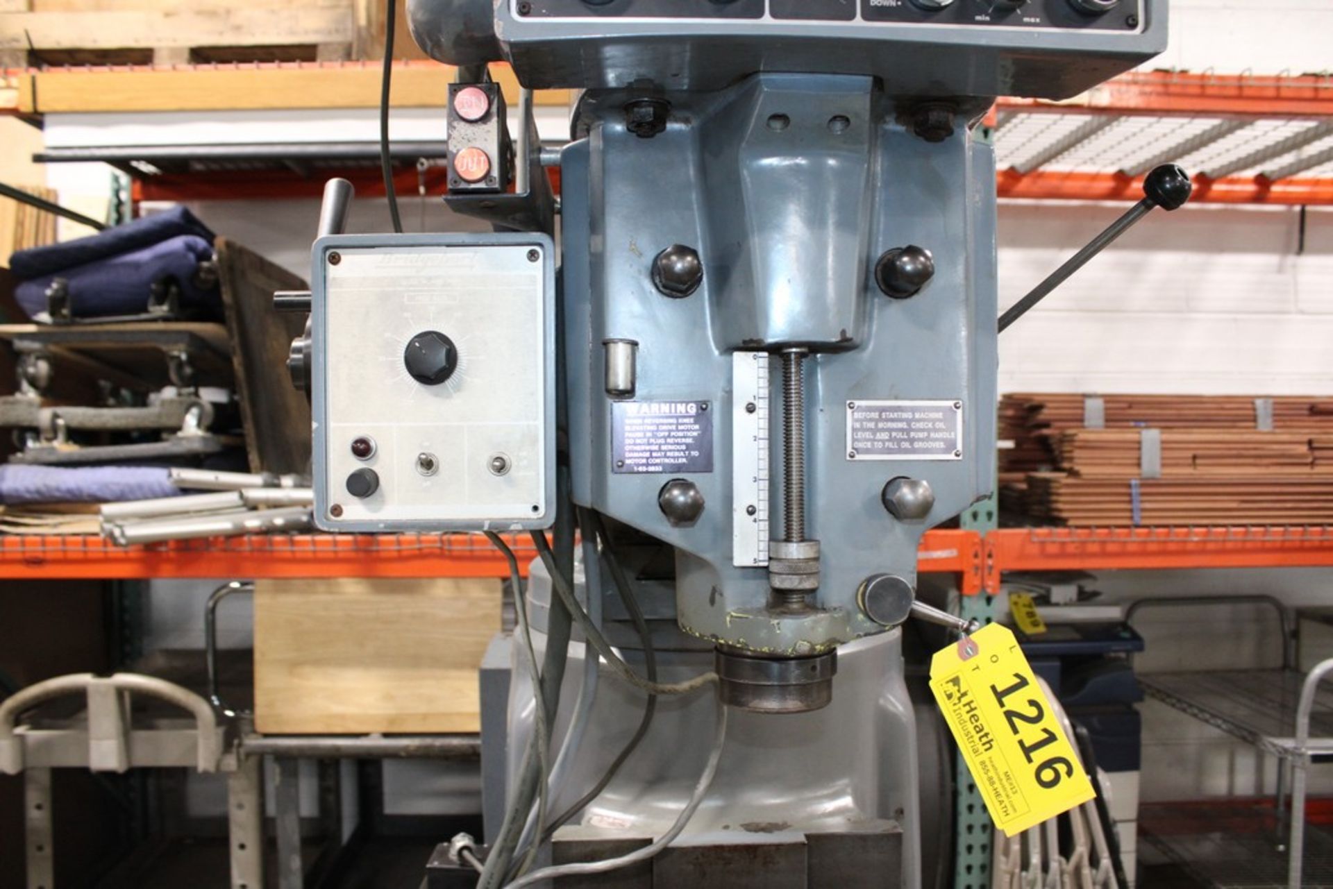 BRIDGEPORT 4 HP MODEL SERIES II VARIABLE SPEED RAM TYPE VERTICAL MILL, S/N 7585, 58â€ POWER FEED - Image 5 of 12