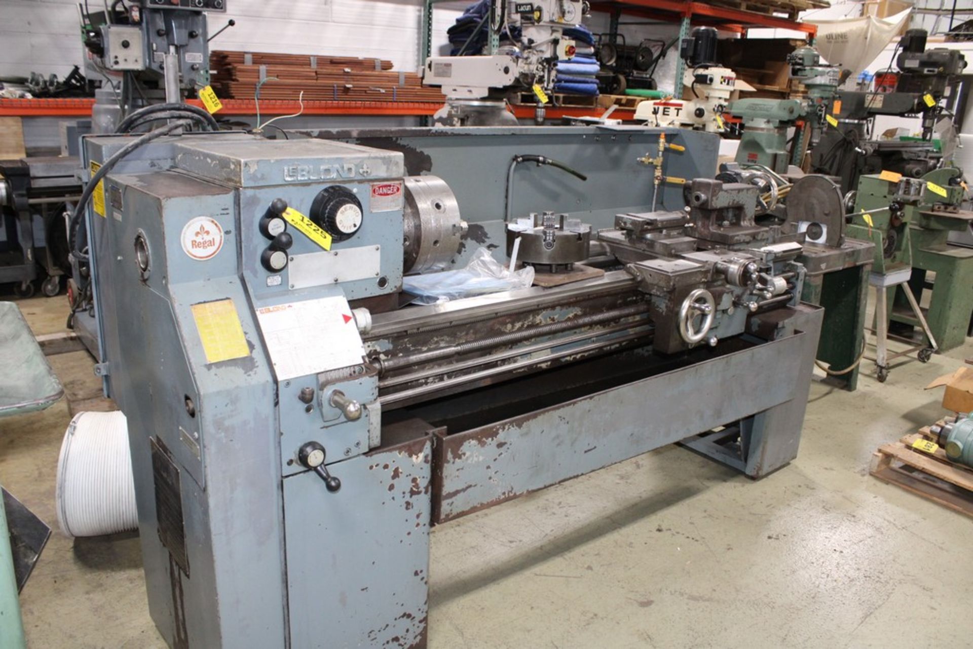 LEBLOND 15" X 48" MODEL REGAL TOOLROOM LATHE, S/N 11C535, 1800 RPM SPINDLE, 10"3 & 4 JAW