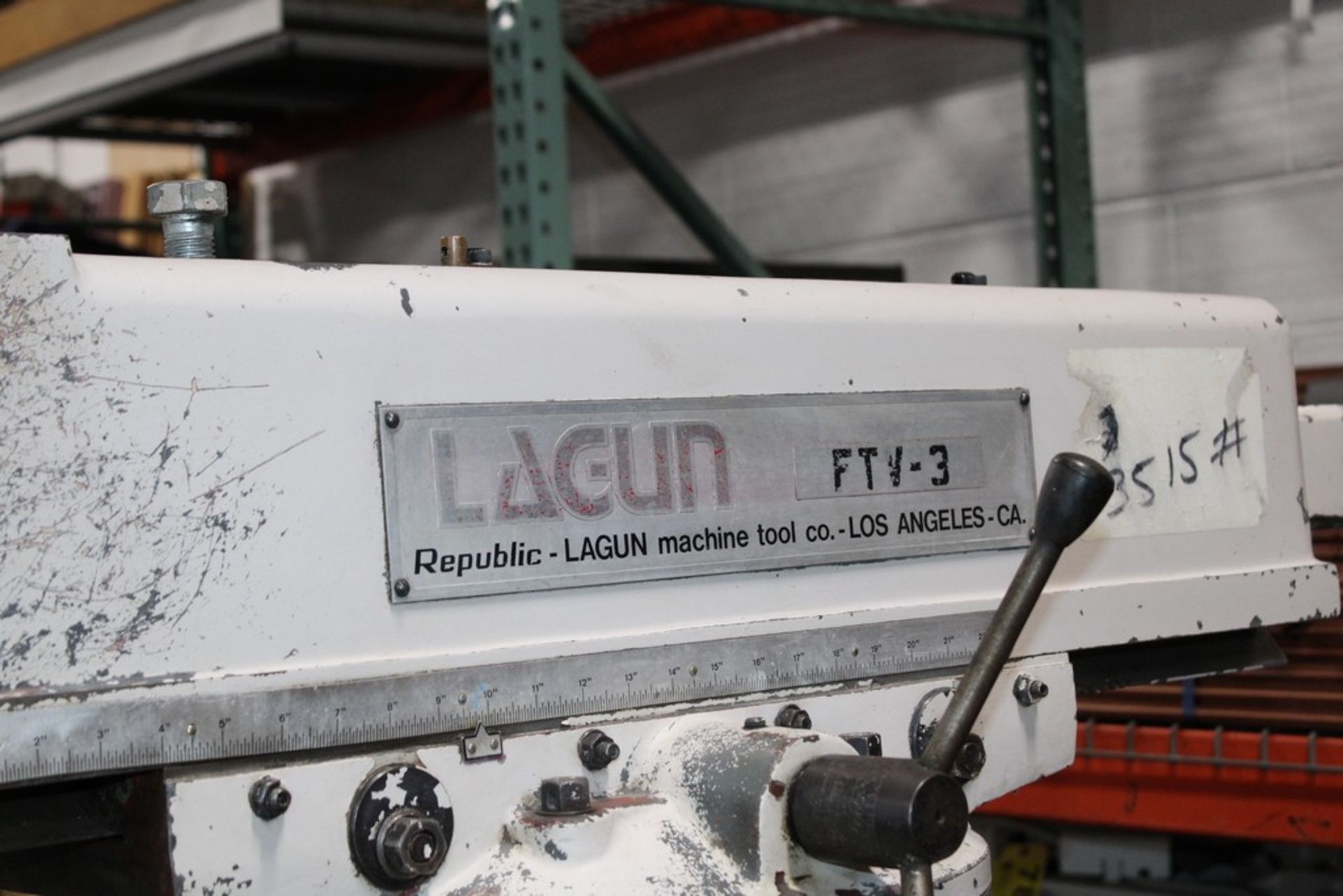 LAGUN 2.2 KW MODEL FTV-3 VARIABLE SPEED RAM TYPE VERTICAL MILL, S/N SE-25893, 58â€ TABLE, IN-FEED - Image 7 of 12