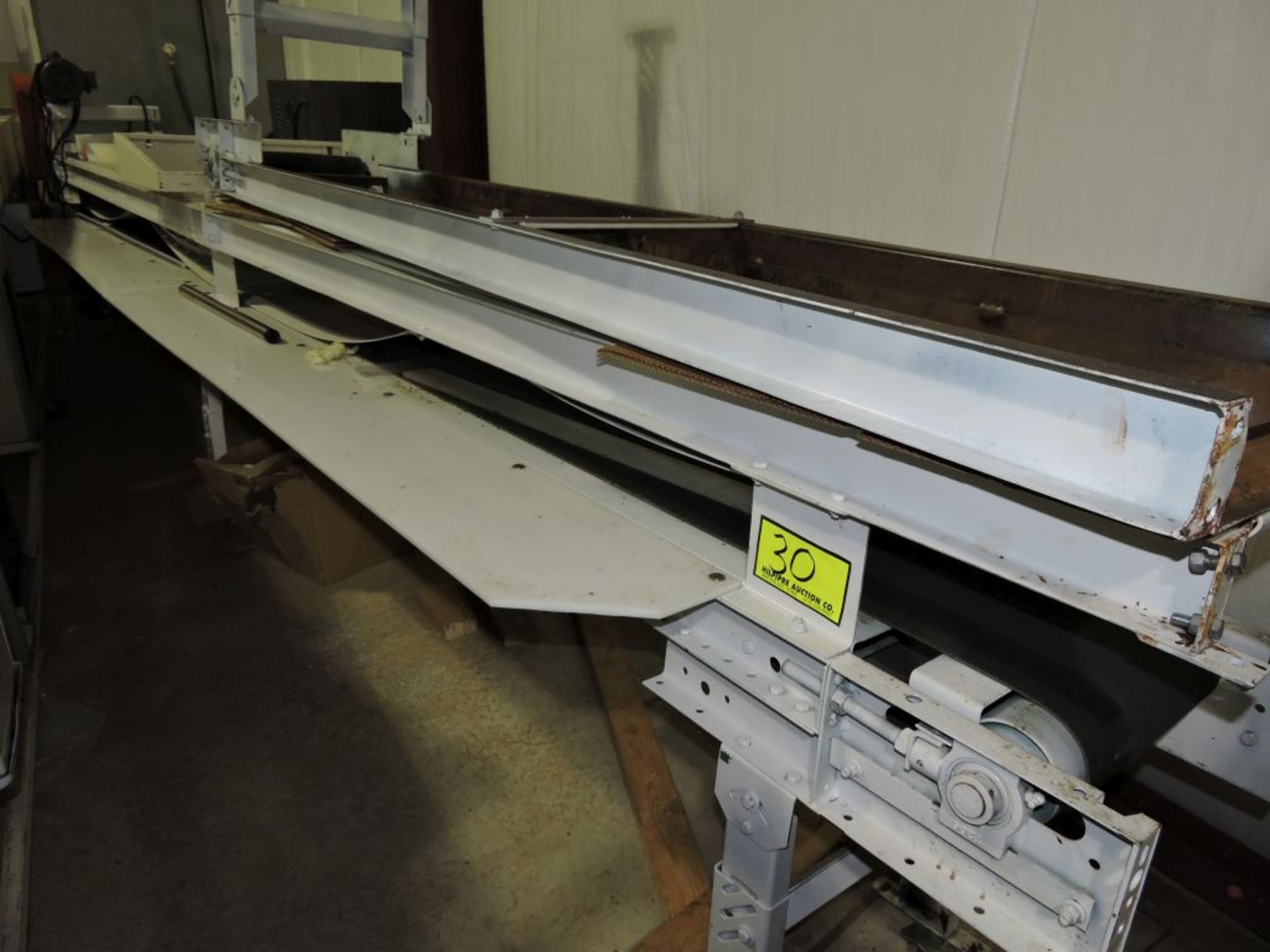 Rouch dual layer packaging conveyor, s/n 384698, top 25" x 12" food grade belt, Bottom 18' x 12" Now