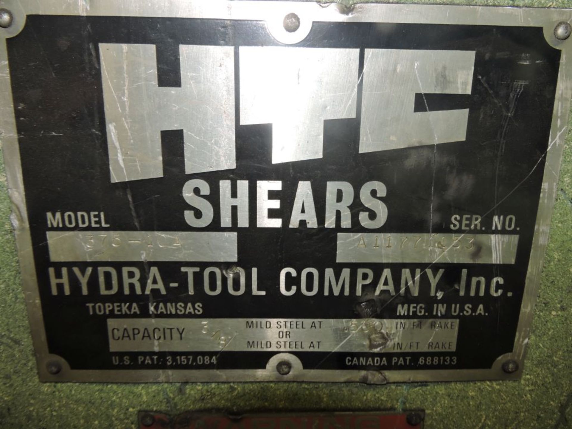 HTC hydraulic shear, model 375-10A, sn A11771135, 10 ft., 3/8 capacity, hyd. Back gauge. - Image 4 of 7