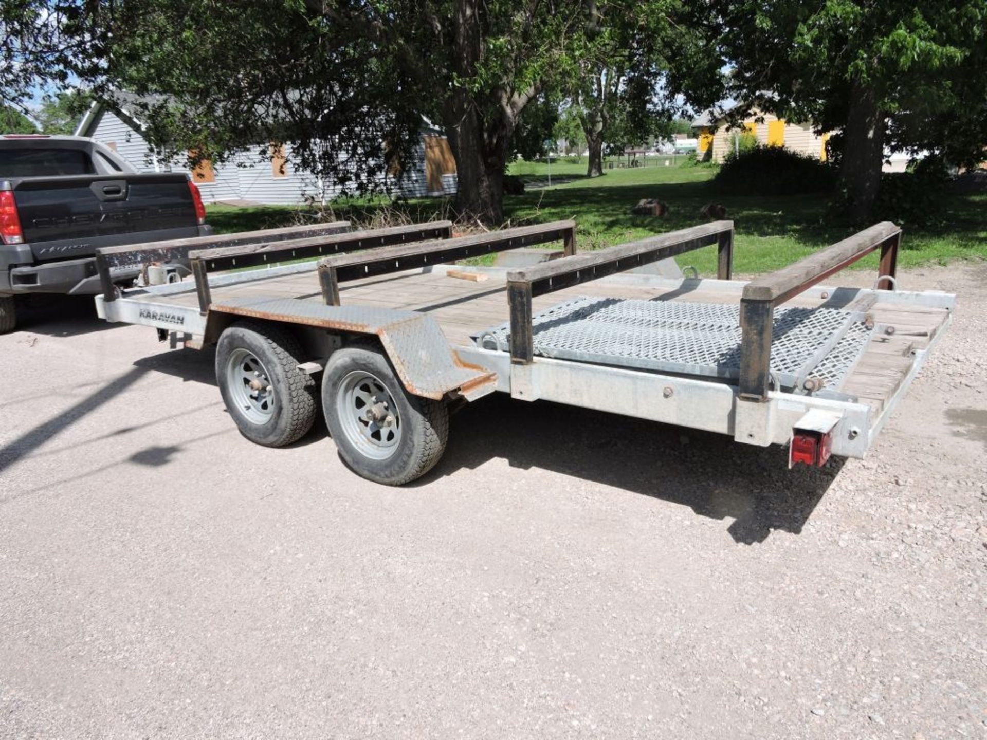 NO TITLE - NO REGISTRATION Karavan tandem axle trailer, 16' x 8', 5 bolt wheels.