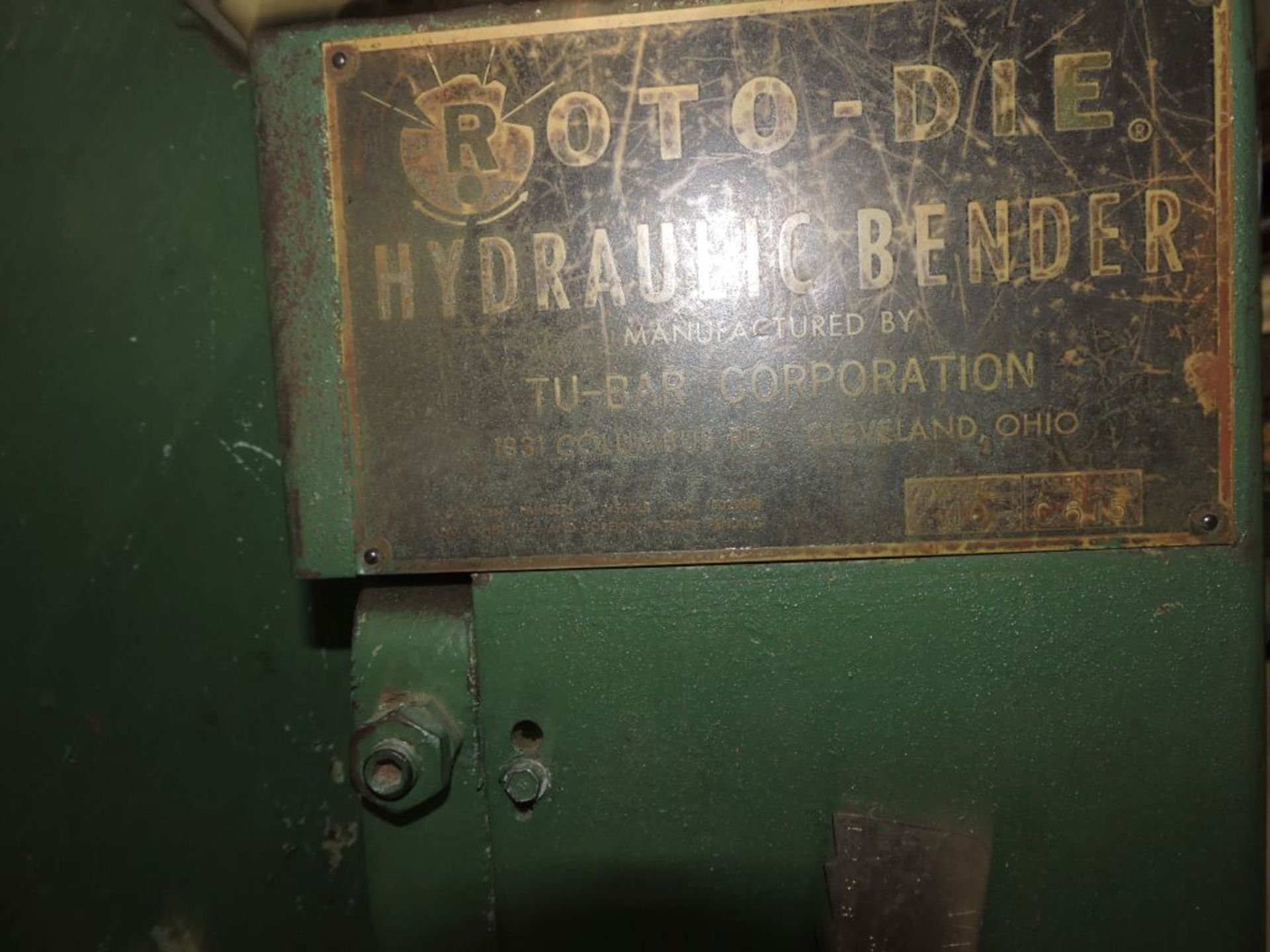 Roto die bender, model 10, sn C615, Tu Bar Corp. - Image 3 of 3