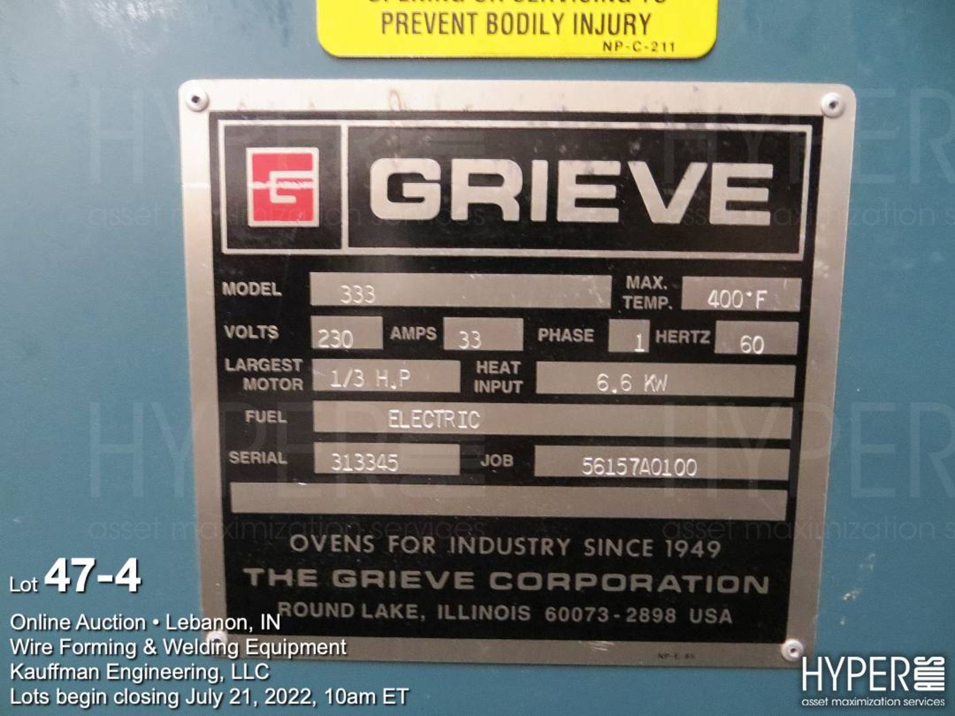 Grieve 333 Electric Heat Treat Oven - Image 4 of 4