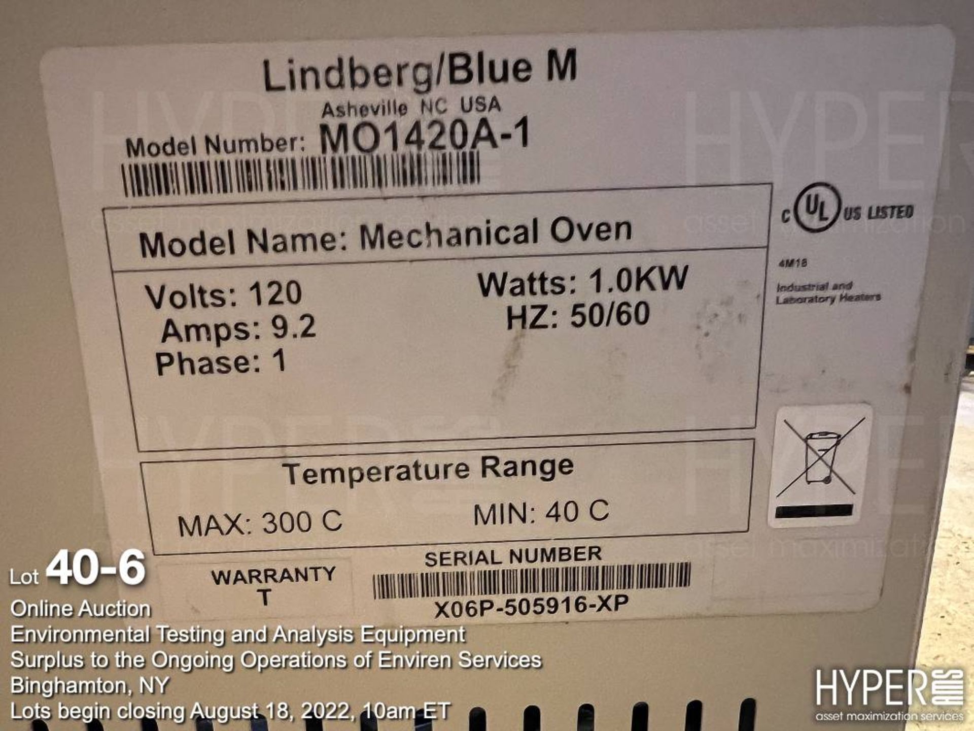 Lindberg/ Blue M oven M01420A-1 - Image 6 of 6