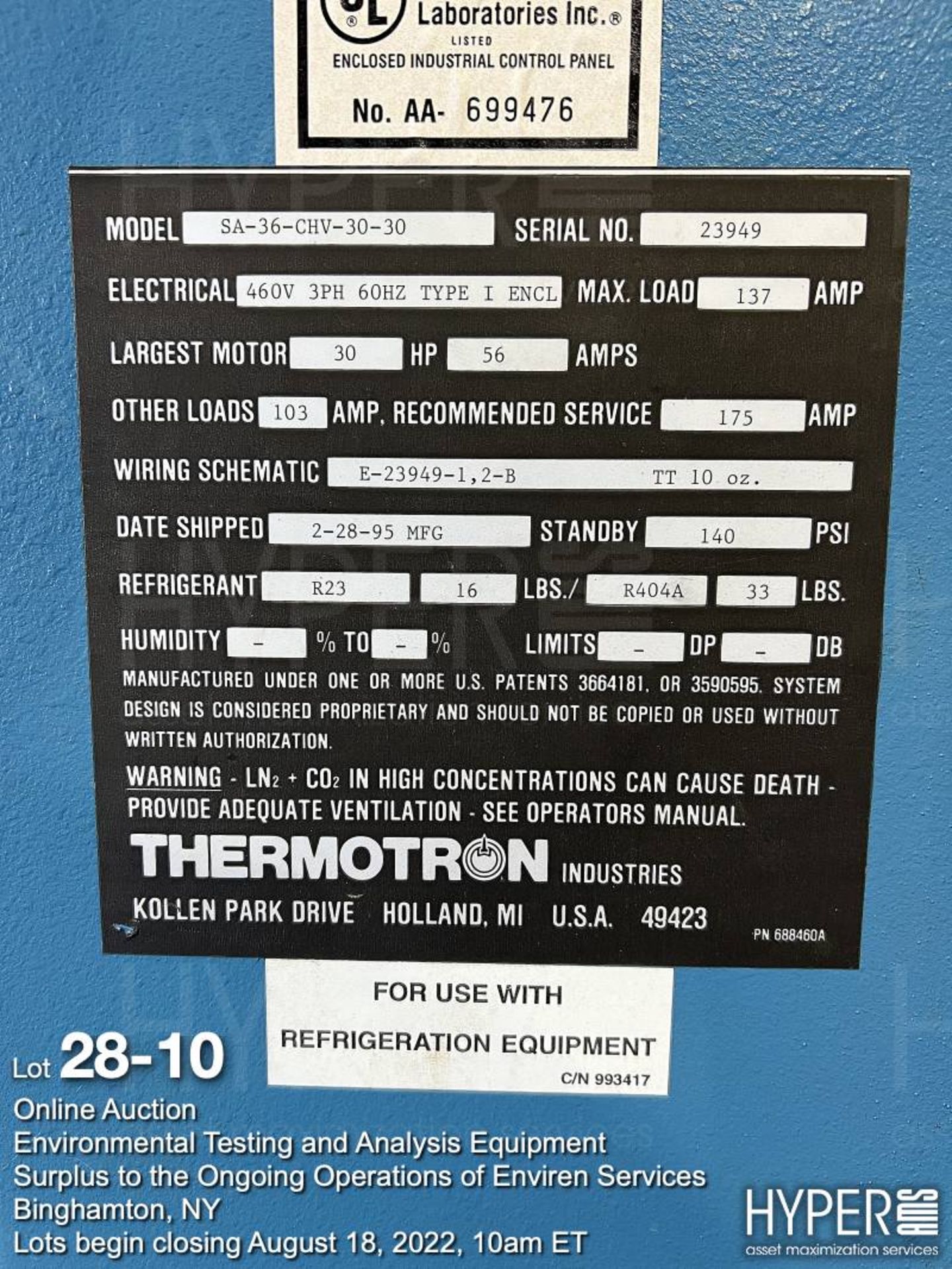 Thermotron environmental chamber SA-36-CHV-30-30 - Image 10 of 10