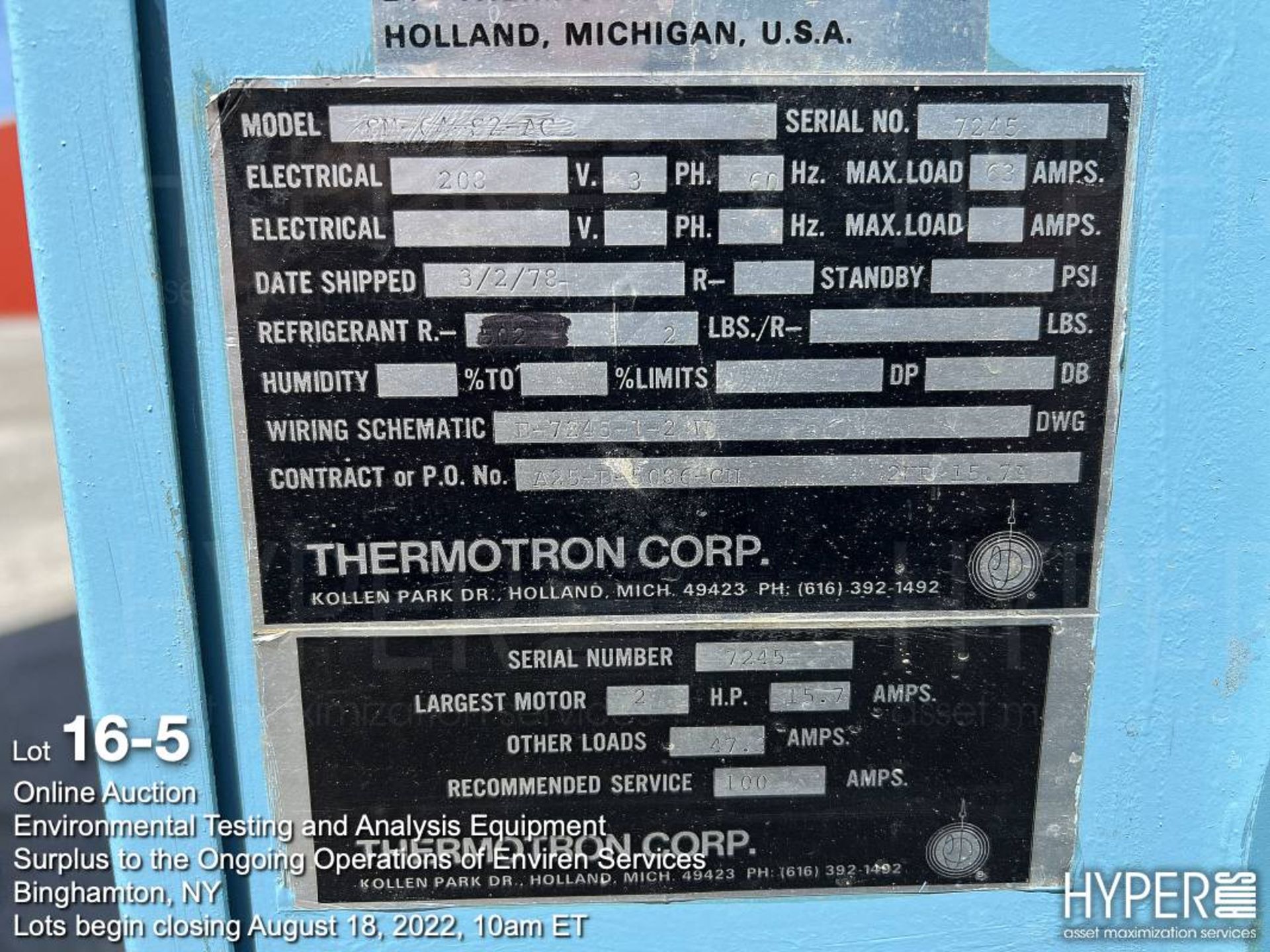 Thermotron temperature humidity chamber SM-64-52-PC - Image 5 of 5