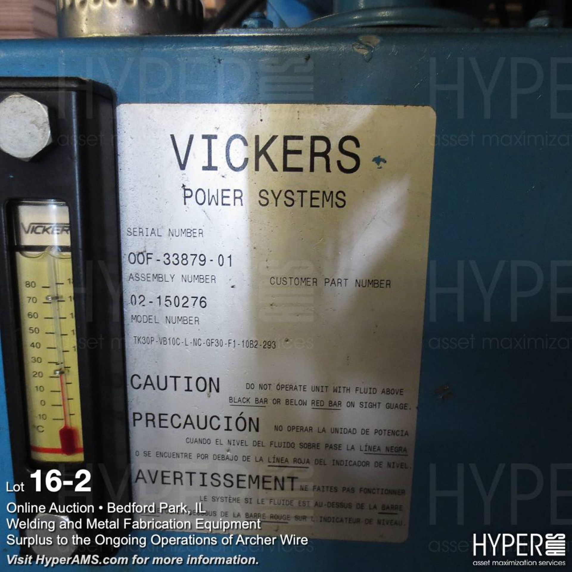 Vicker 02-150276 hydraulic tank and pump 230/460v 3ph 10hp 1760rpm - Image 2 of 3