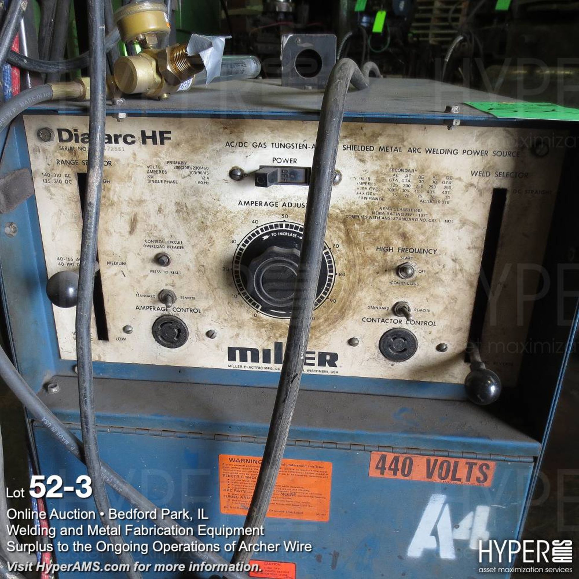 Miller Dialarc HF welder s/n JB472561 - Image 3 of 3