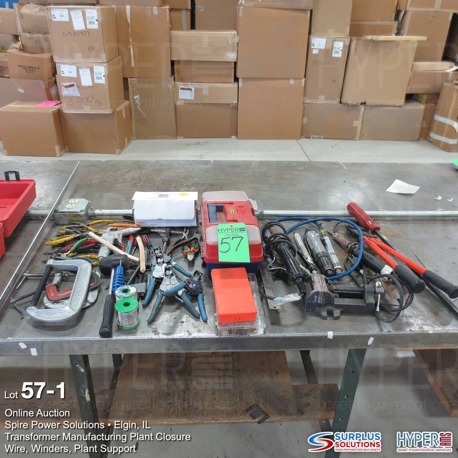 Bolt cutters, air drills, pliers, c-clamps and stripers