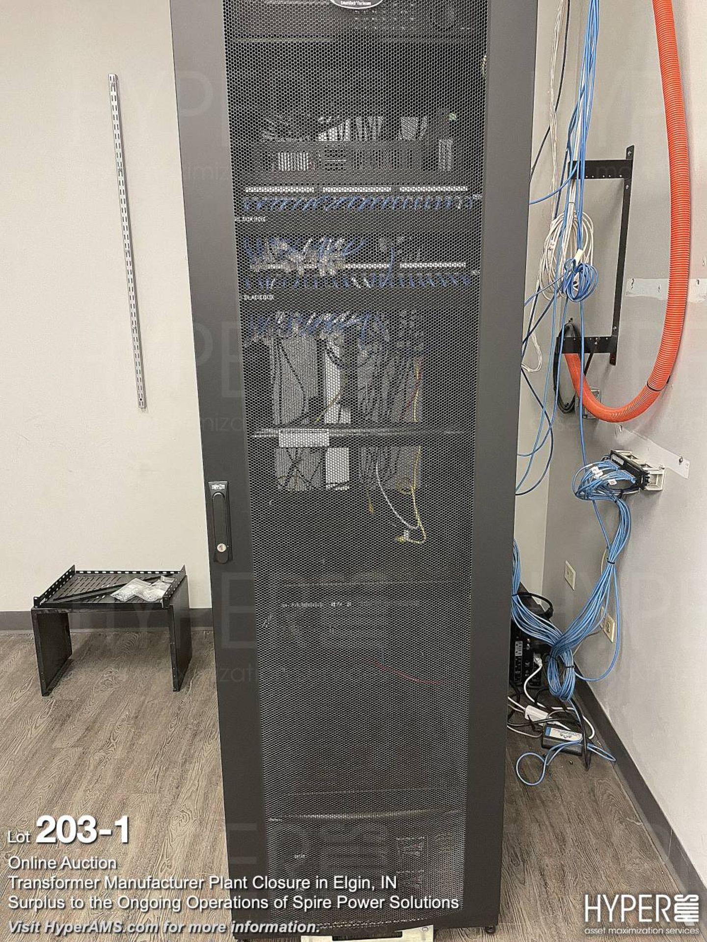 Server rack with patch bays and UPS (power supplies)