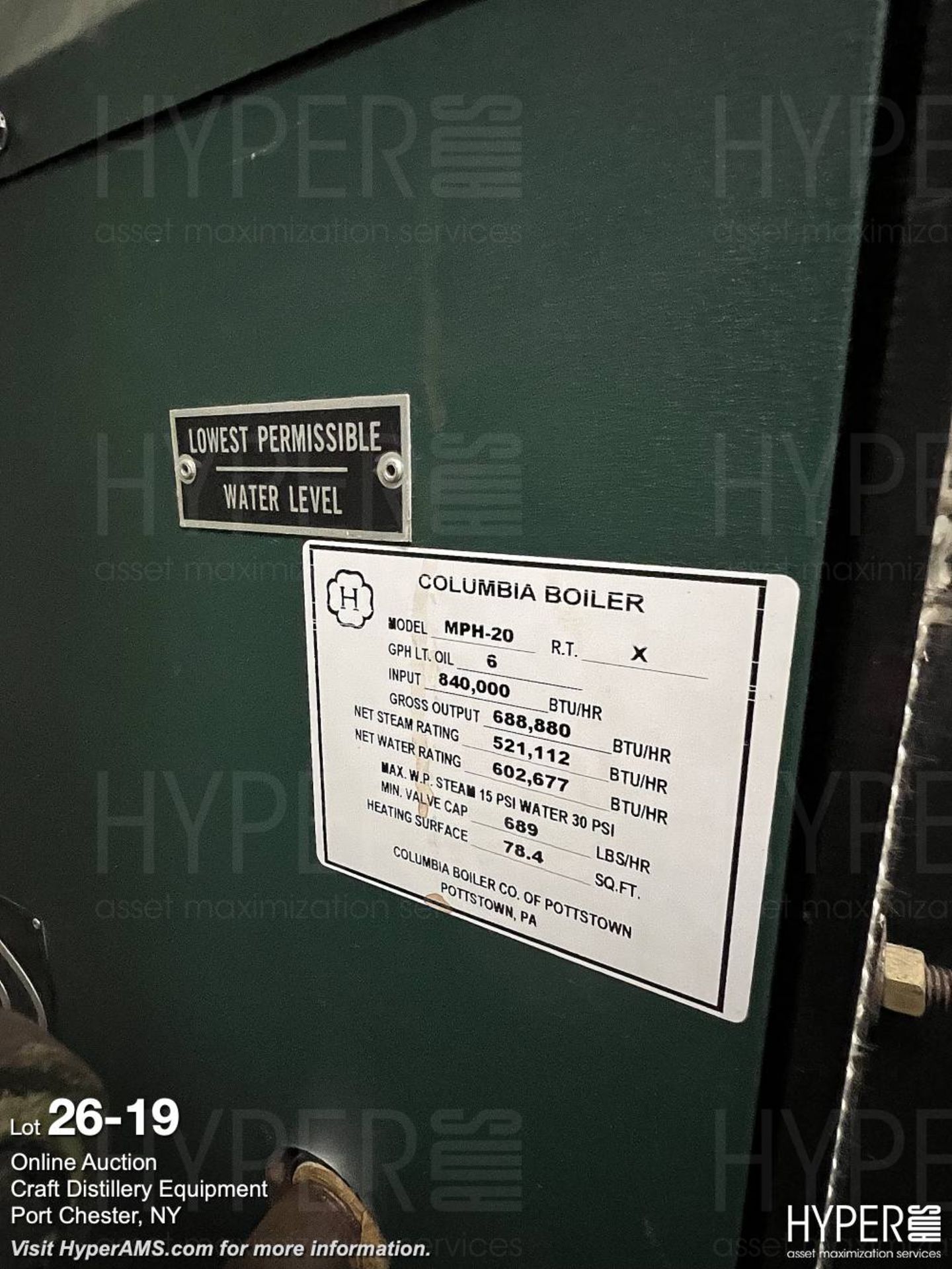 Columbia boiler MPH-20, 840000 BTU, Honeywell burner control - Image 19 of 25