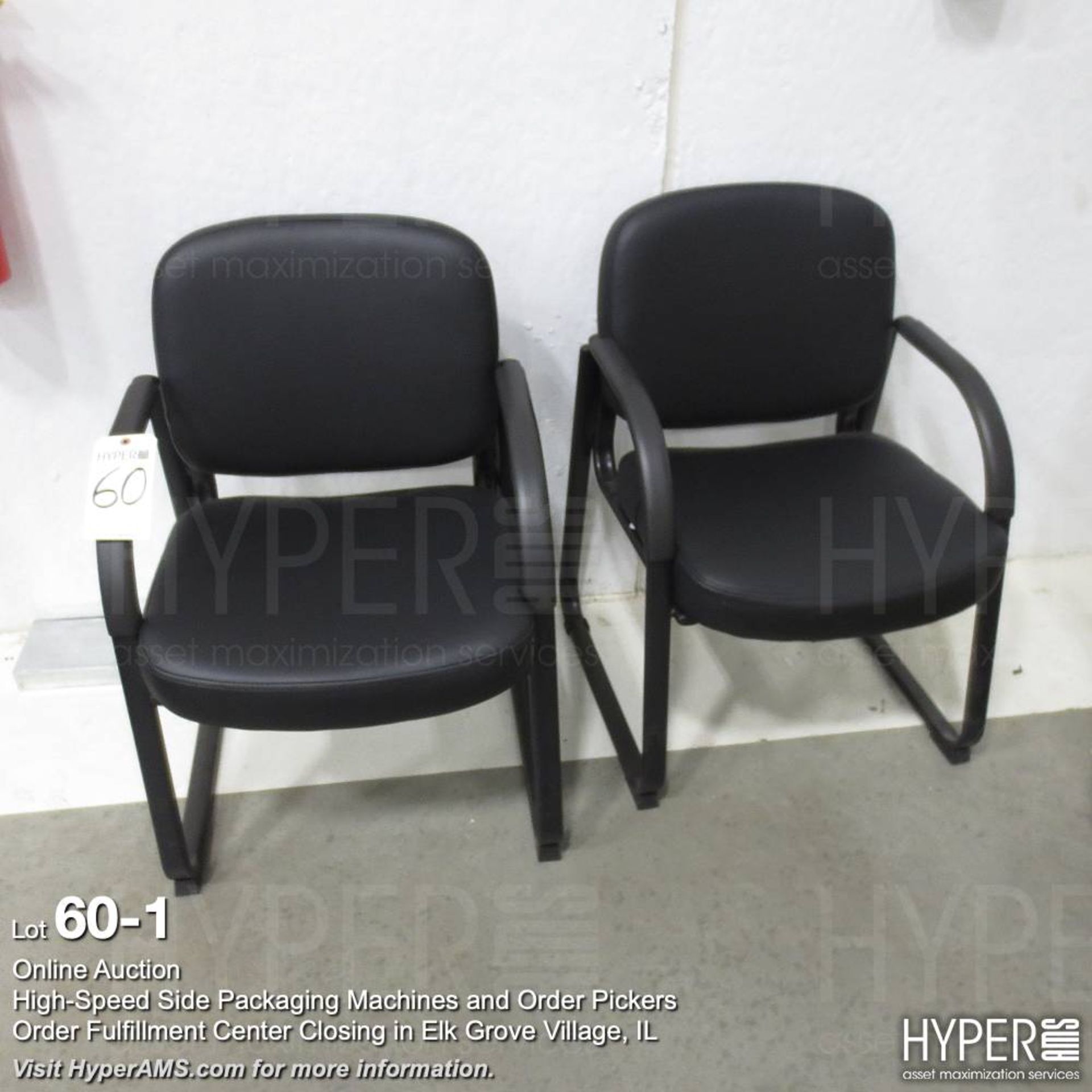 (2) cushion black chairs