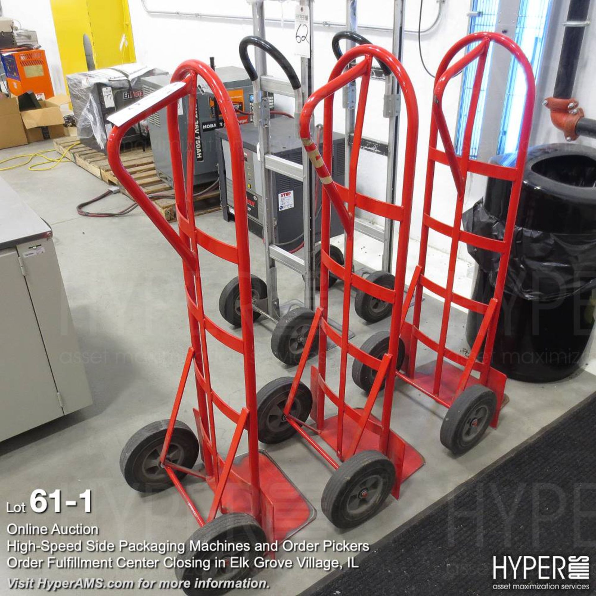 (3) U Line two wheel hand carts