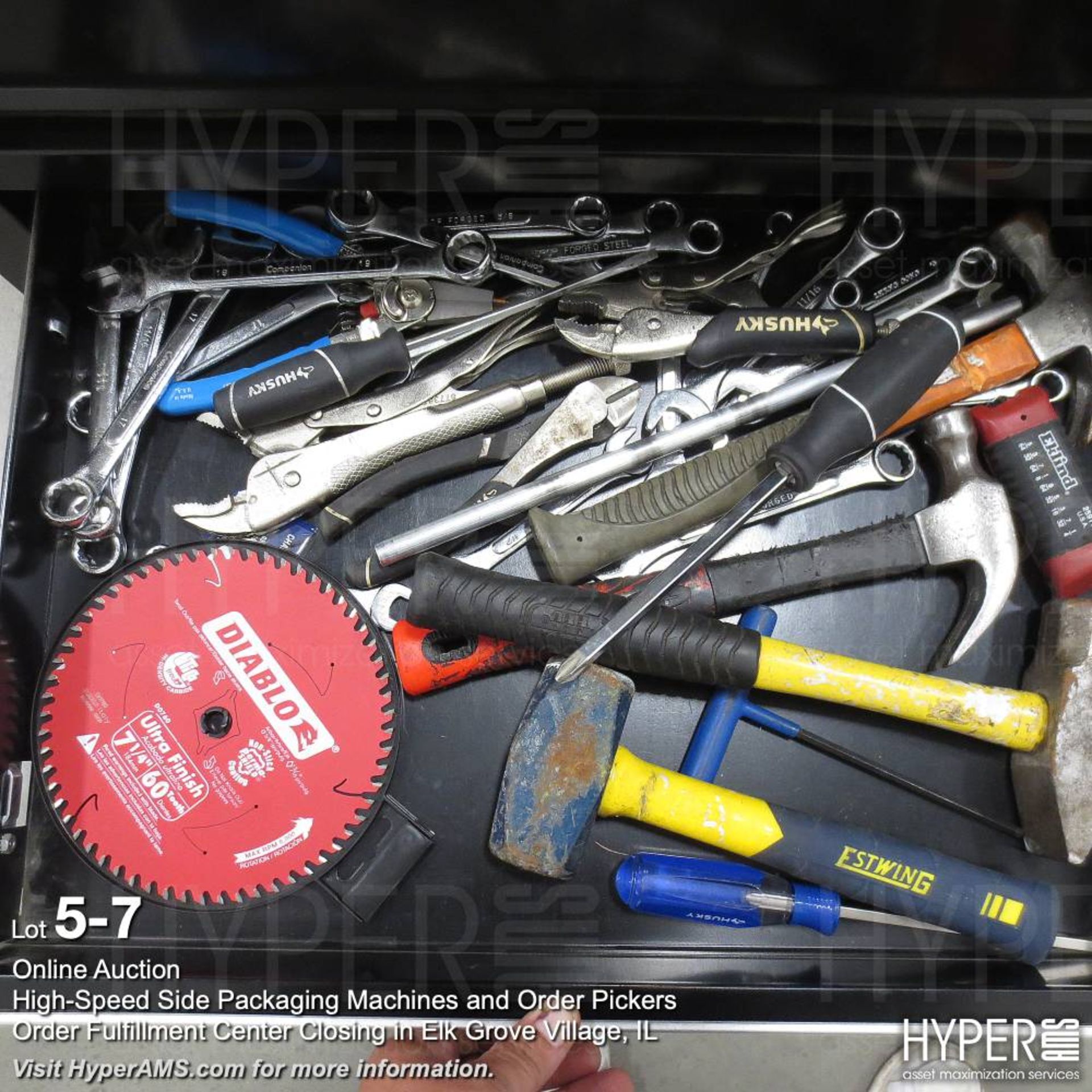 U Line wood top roll around tool box, contents - Image 7 of 12