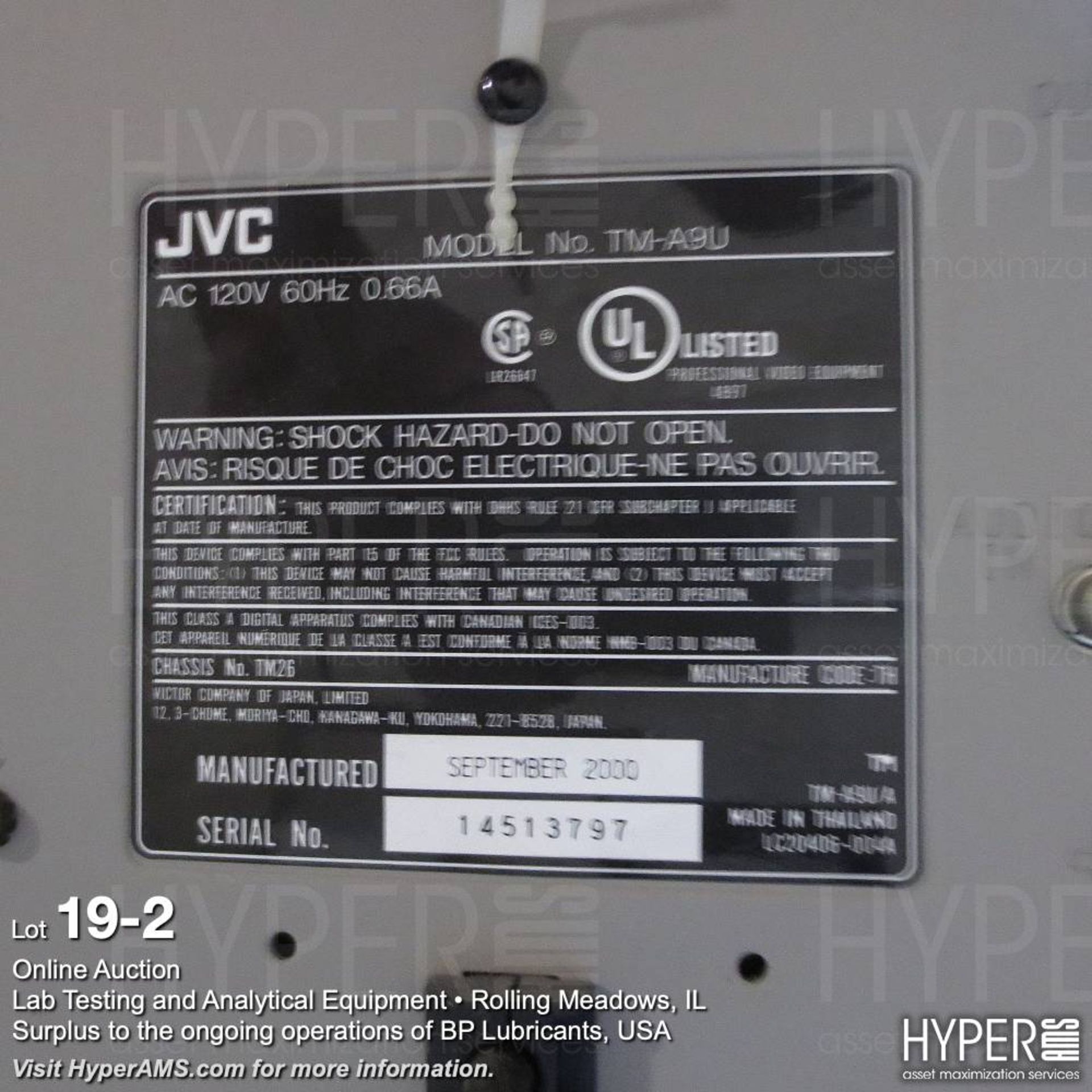 JVC model TM-A9U monitor - Image 2 of 2