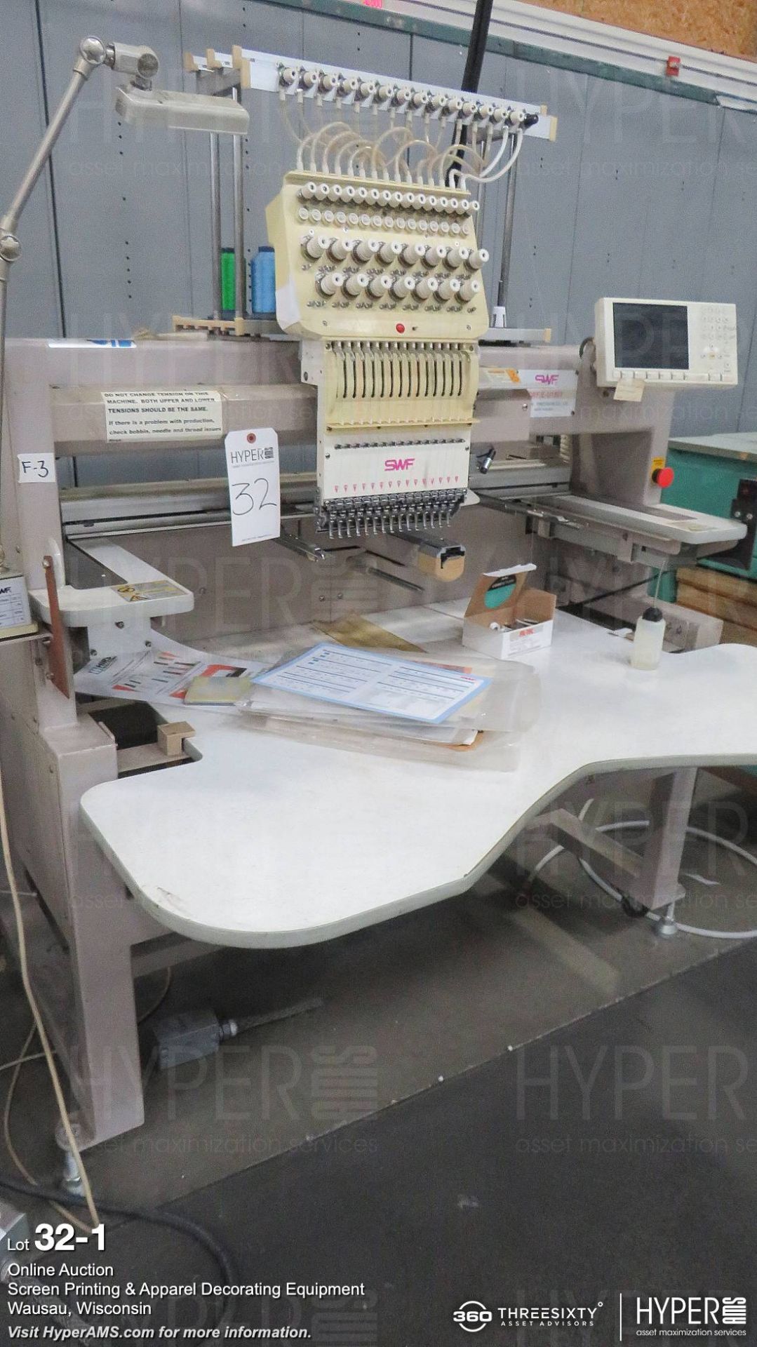 SWF EU1501 15 needle single head embroidery machine, sn U1391107