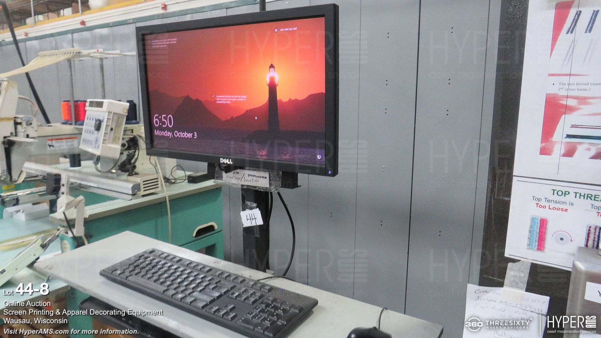 (3) floor pendent mount computer workstations w/monitors, keyboards, mouse, scanners - Image 7 of 8