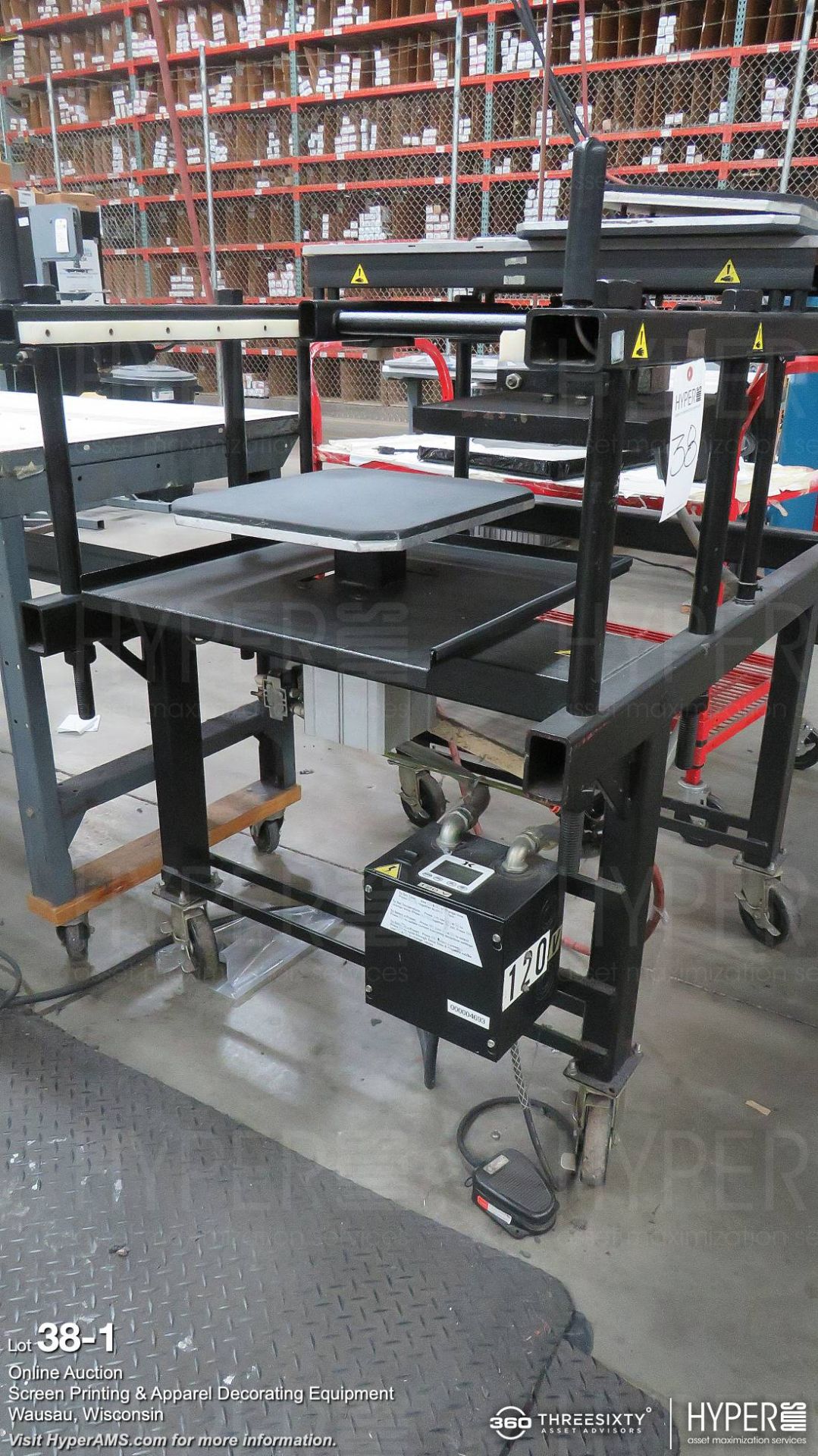 Knight pneumatic heat transfer press, (21" x 17" heat element), 120V