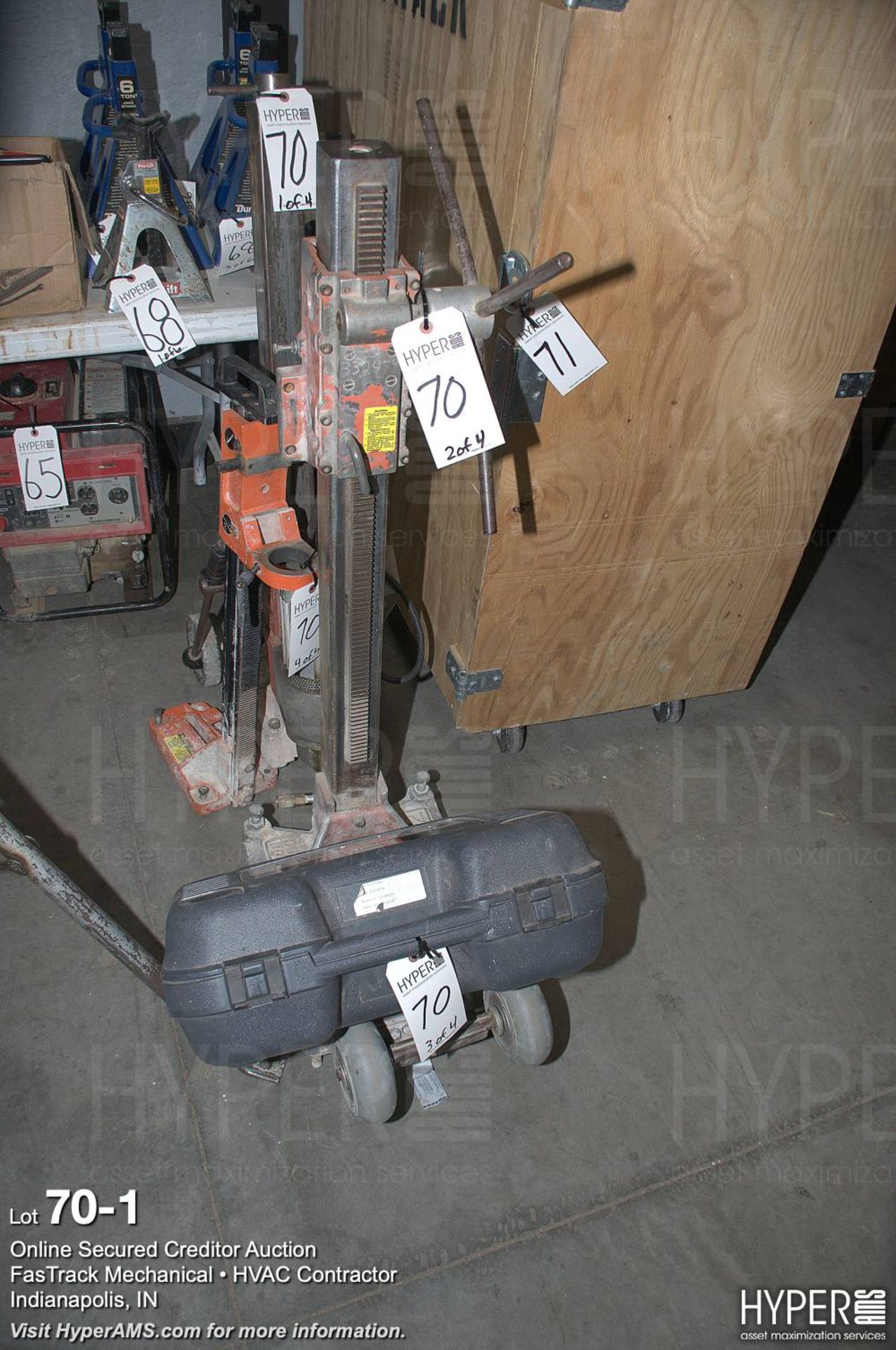 (3) core drill stands and (2) power heads