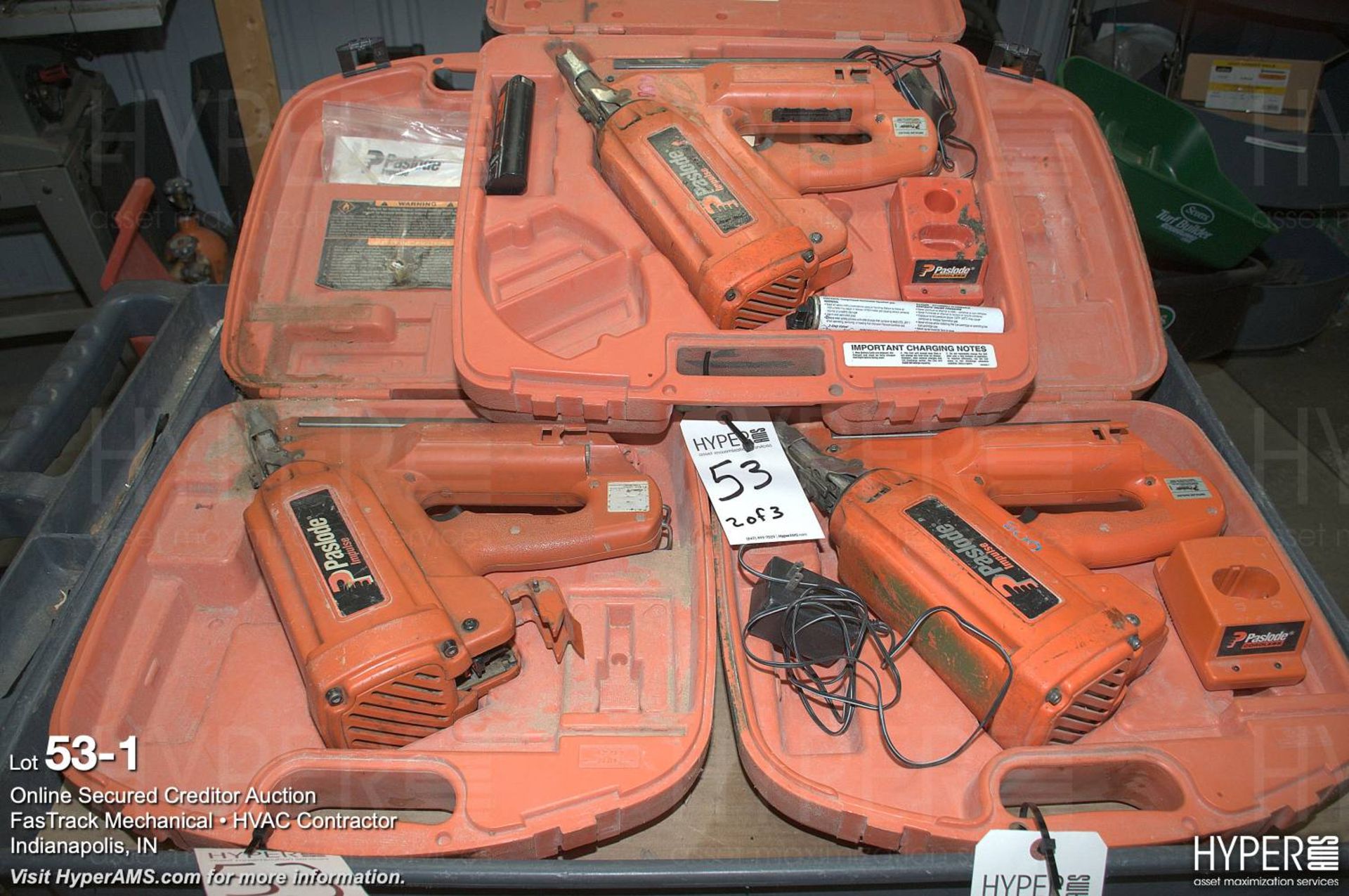 (3) Paslode Impulse nailers (2) chargers, more
