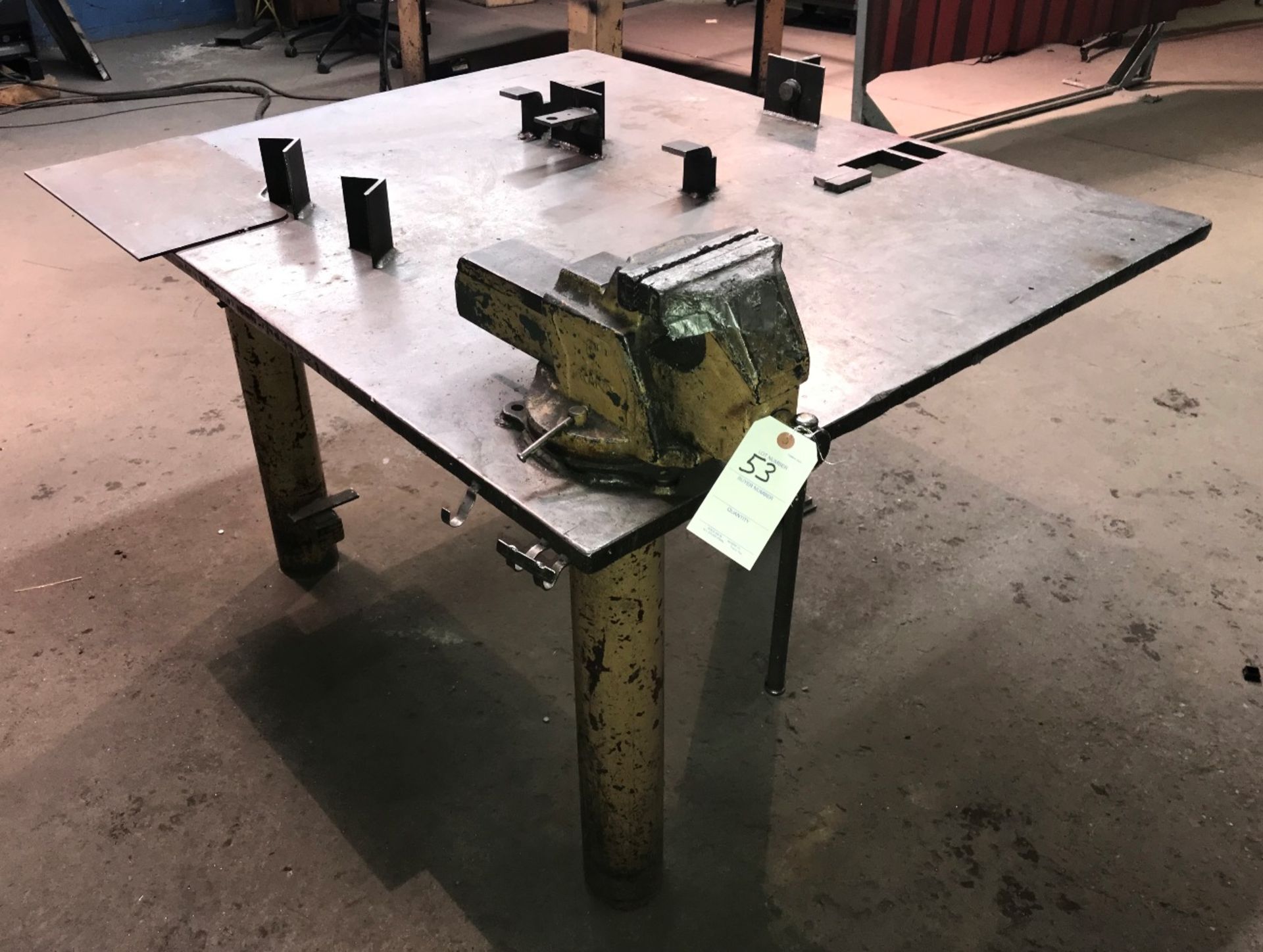 6" Rapids Heavy Duty Bench Vise w/ 54" x 45"W x 31"H x 7/8" Thick Steel Table