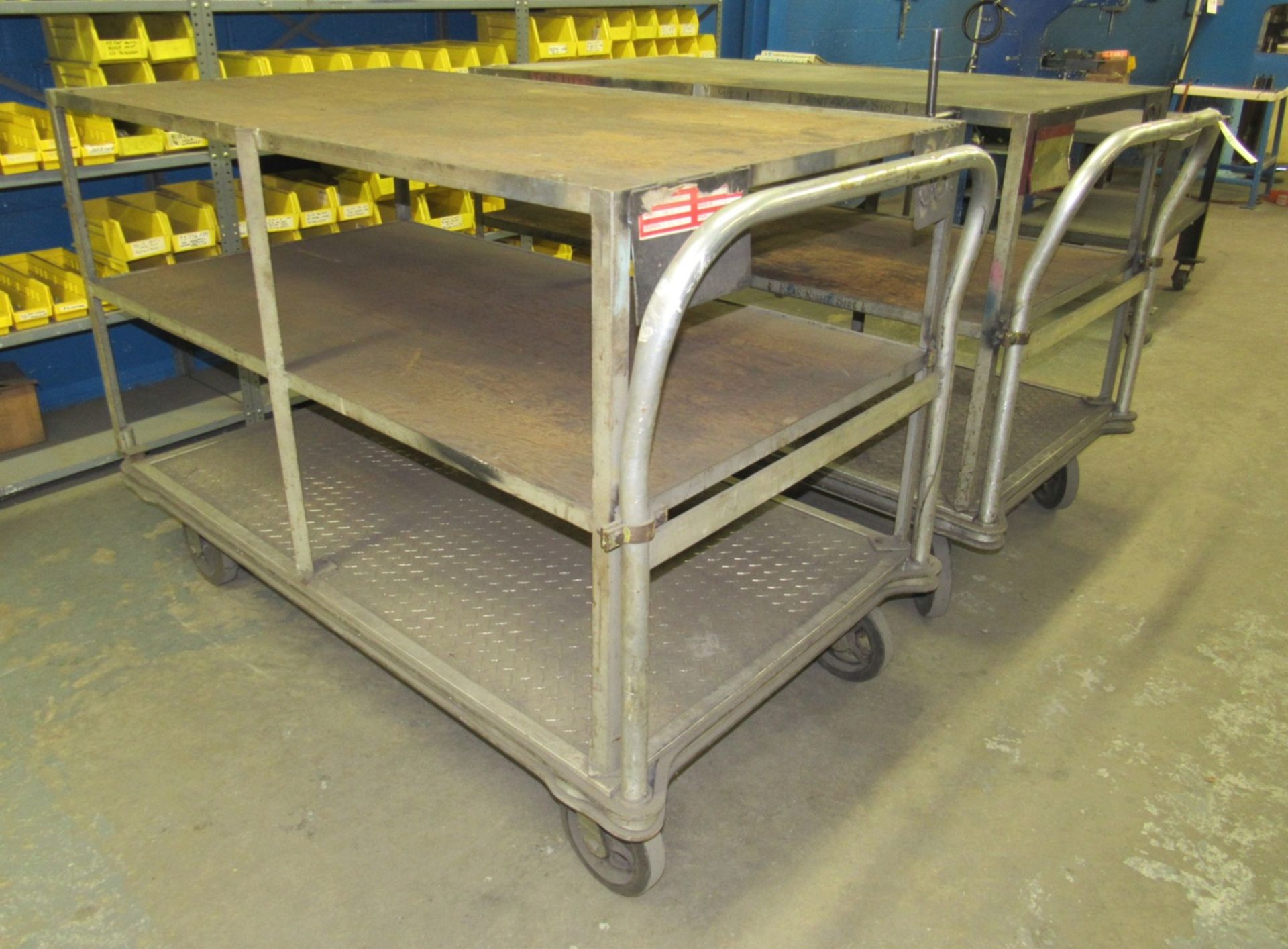 2-35" x 63" x 45"H Portable 3-Shelf Cart