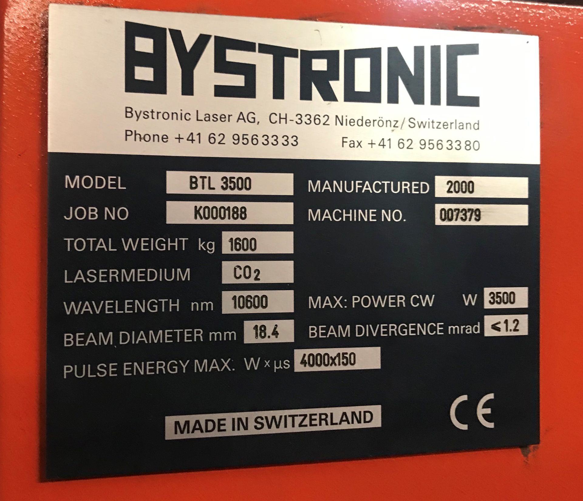 Bystronic Bysprint 2512 3000 Watt Laser (New 2001) - Image 7 of 18