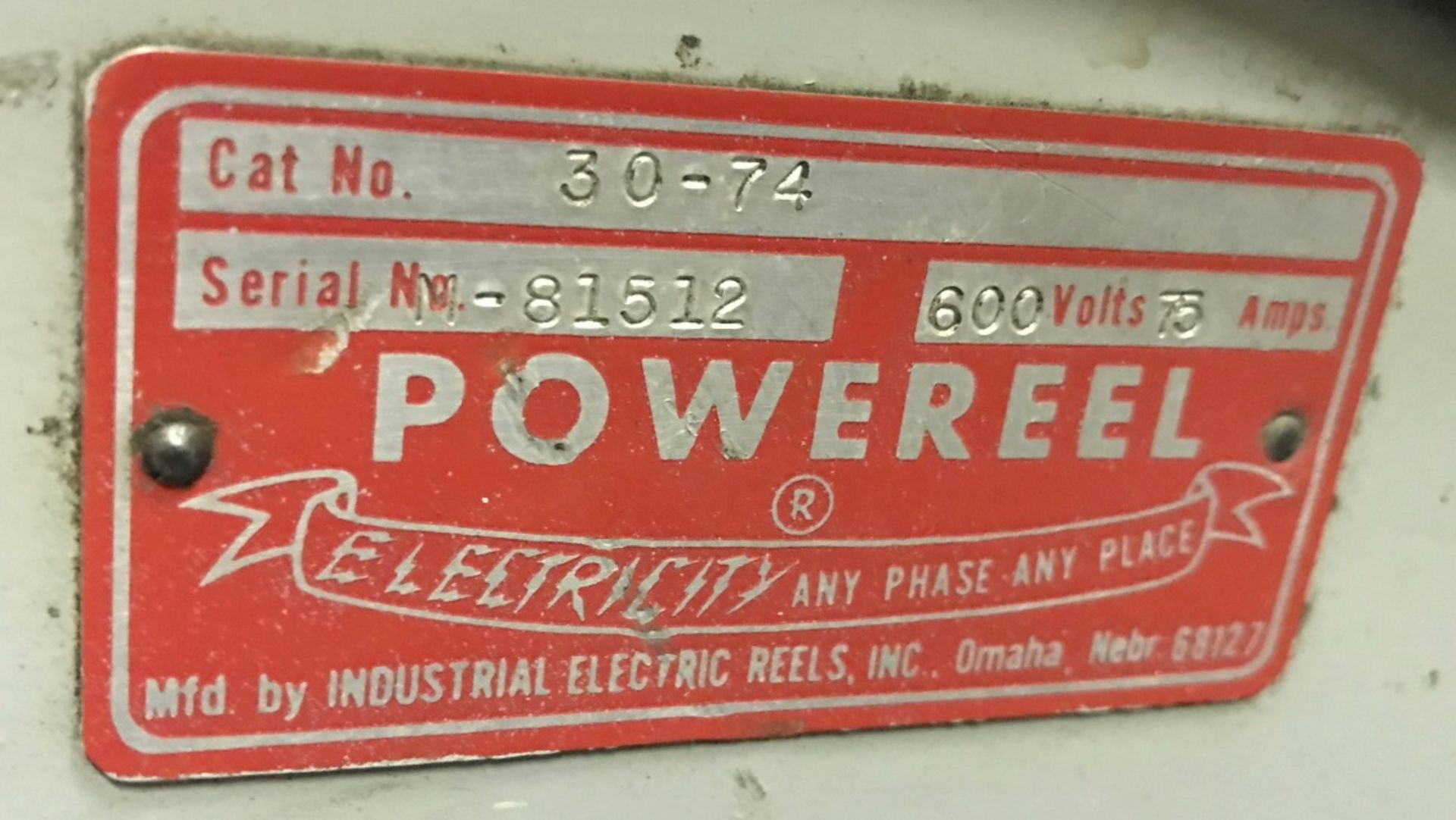 Powereel Cat.30-74 600V 75 Amp Powerd Cable Reel - S/N 81512 - Image 3 of 3