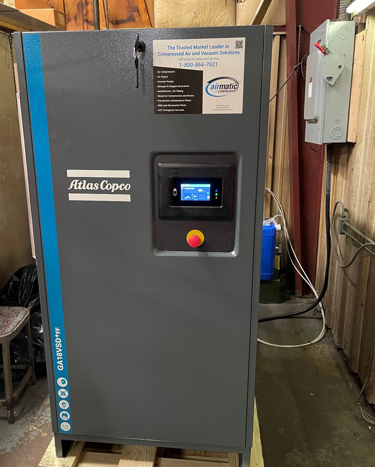 Atlas-Copco Type GA18VSD+FF 25HP Air Compressor (New June 2021), 947 Hours !!! - Image 2 of 5