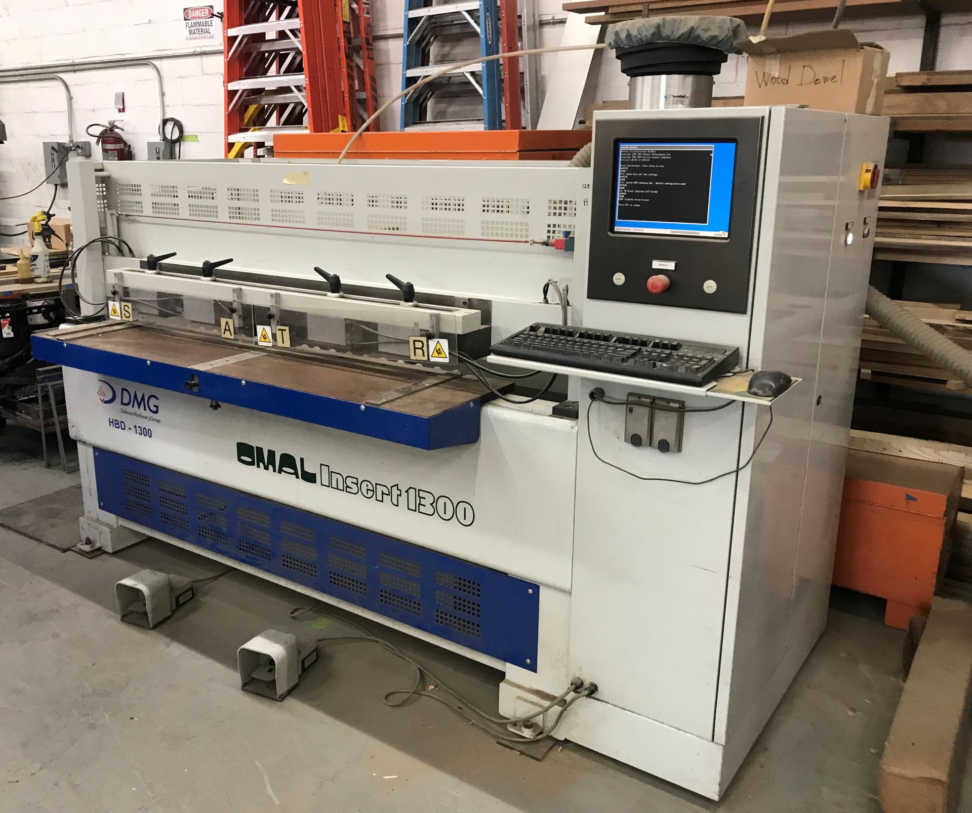 OMAL Type HBD-1300 Horizontal Bore, Glue, Dowel Insertion Machine – S/N 8318 (New 2008), 51” X-