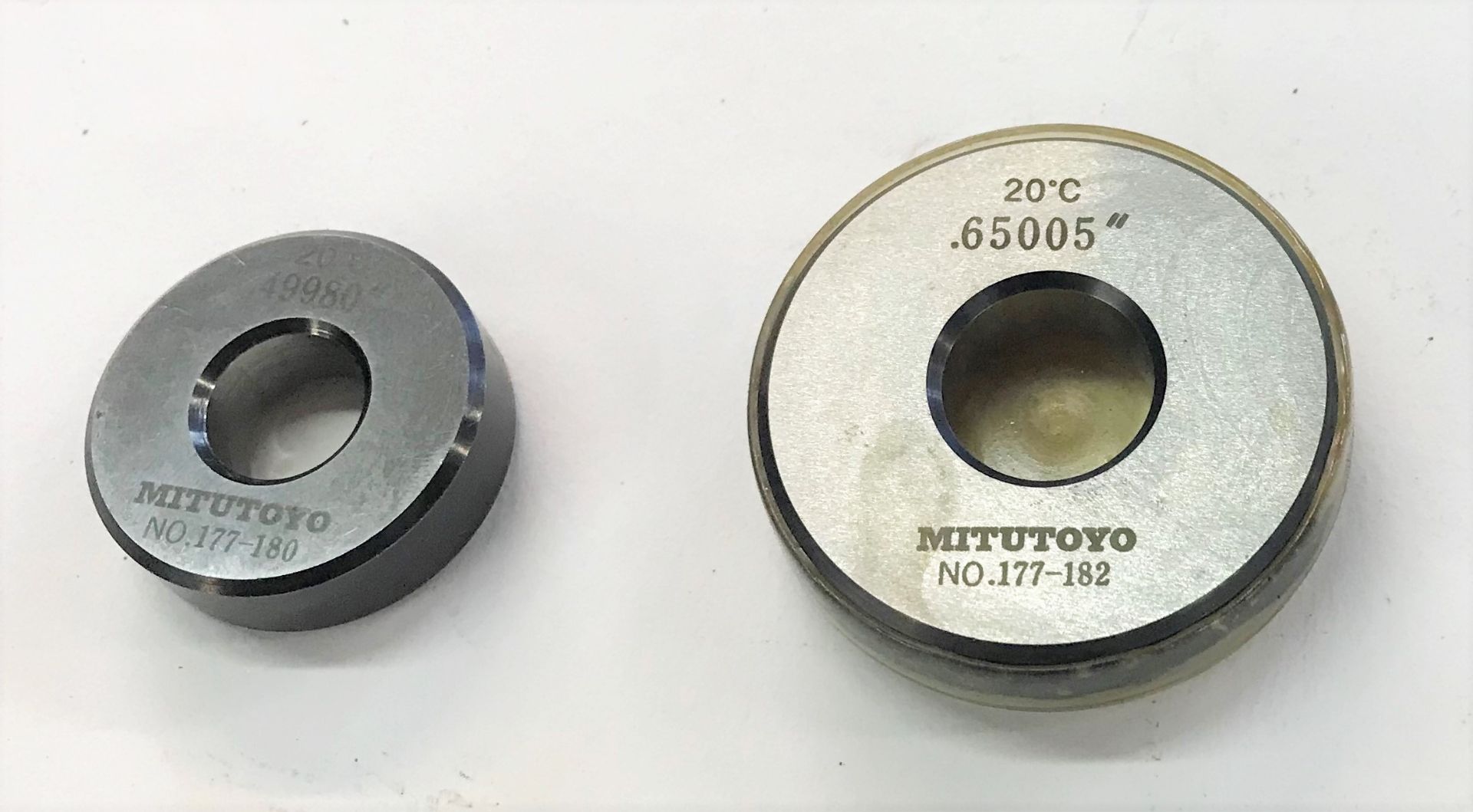 Mitutoyo No.177-180 .49980” & No.177-182 .65005” Master Ring Gage